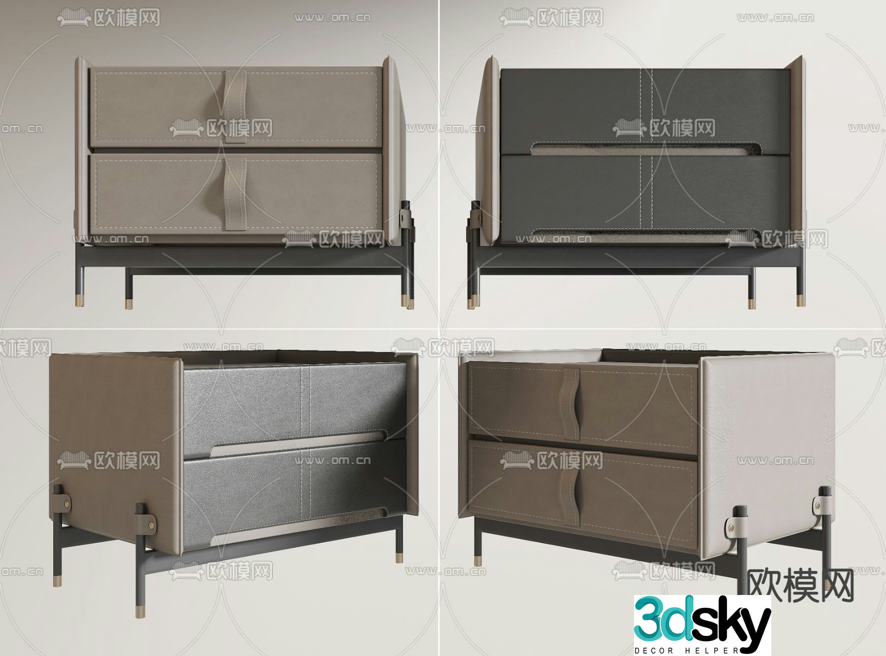 Leather bedside table 3d model
