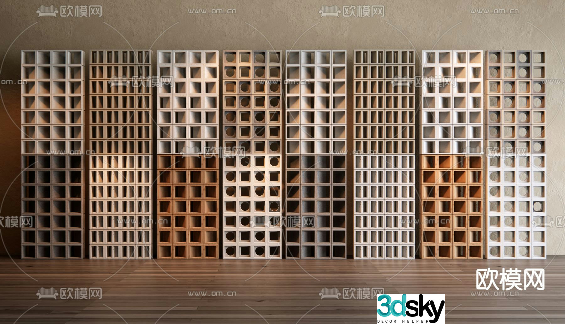 Cement brick partition modeling brick hollow wall 3D model
