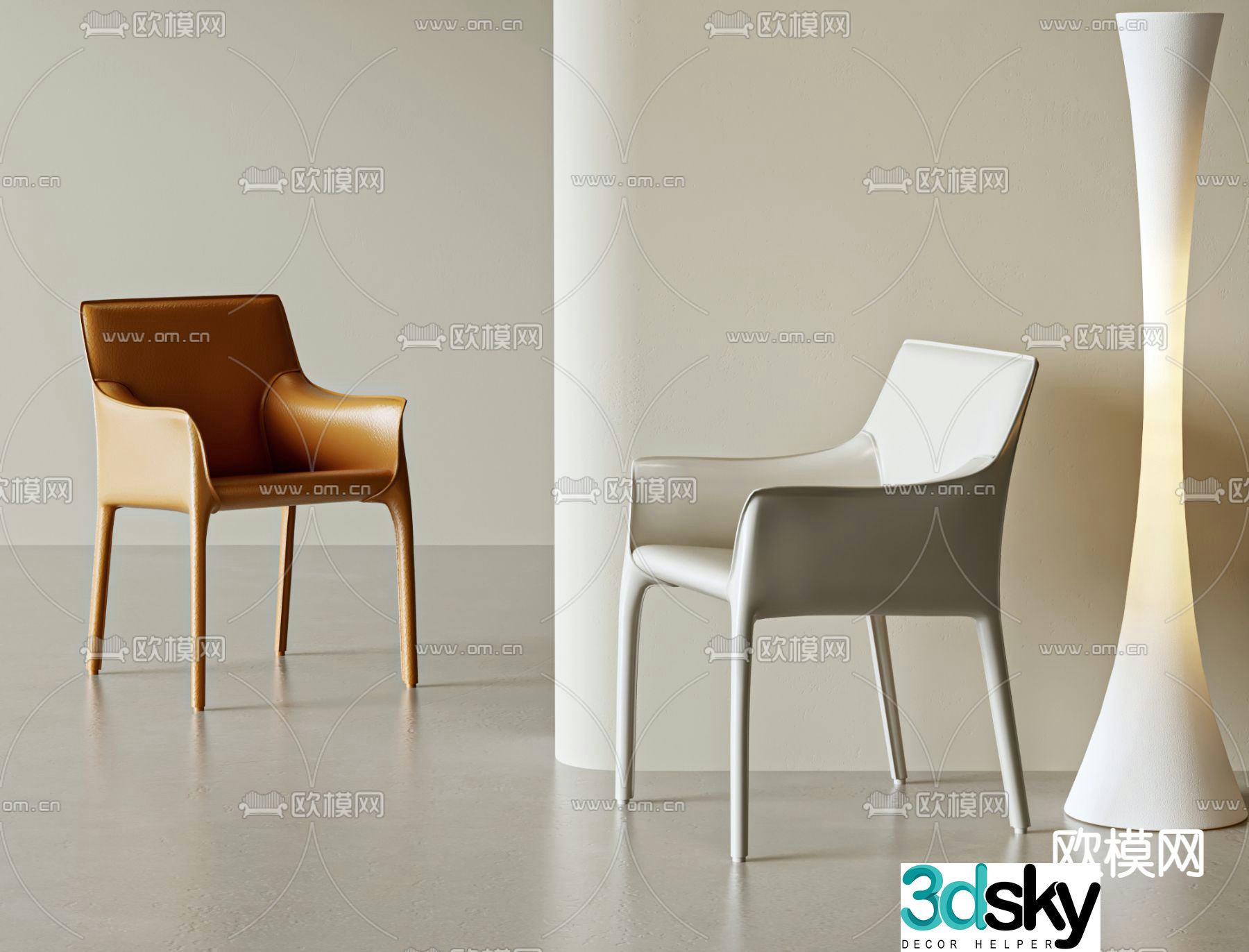 leather chair dining chair 3d model