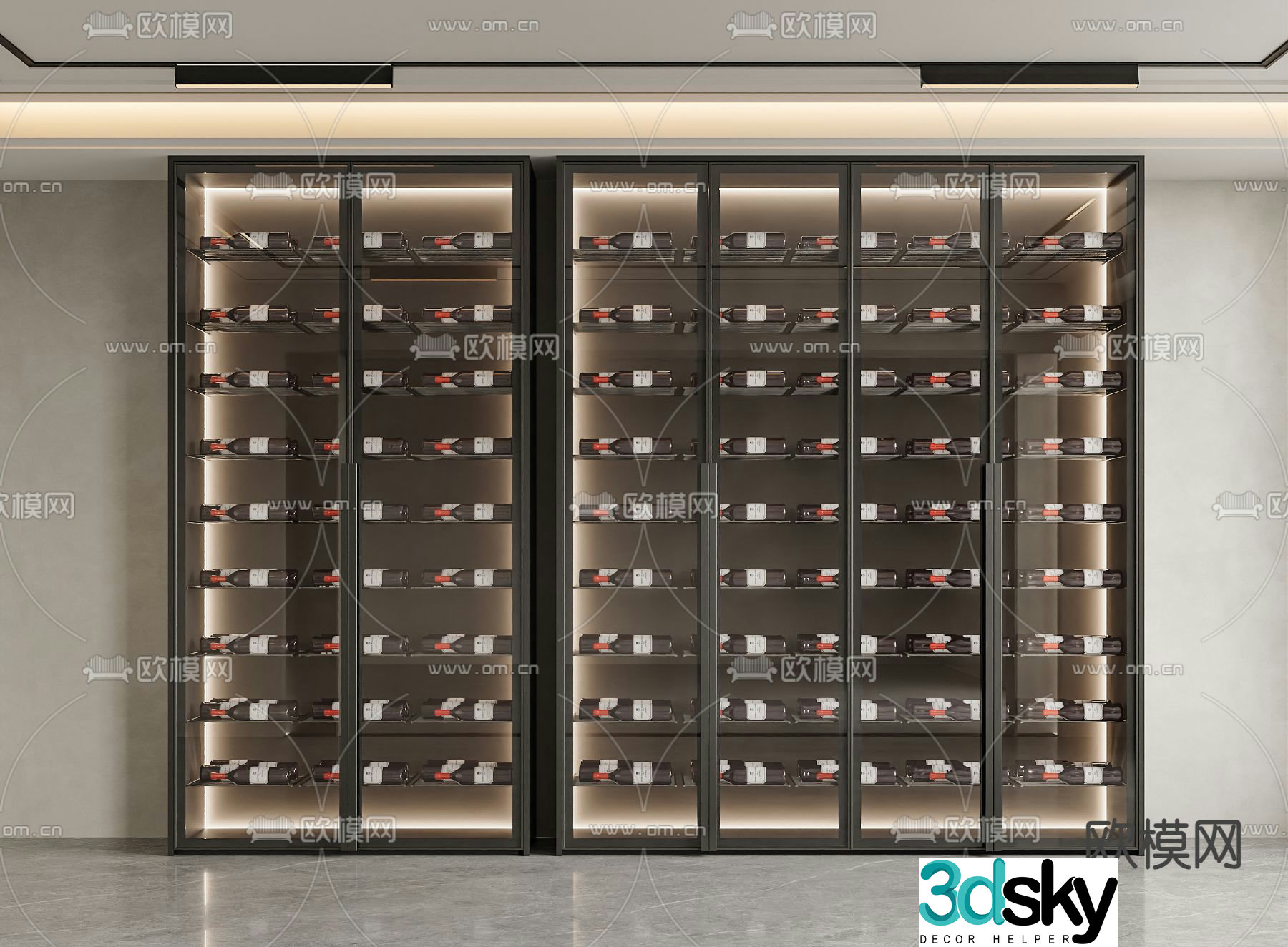 Modern wine cabinet glass wine cabinet 3d model