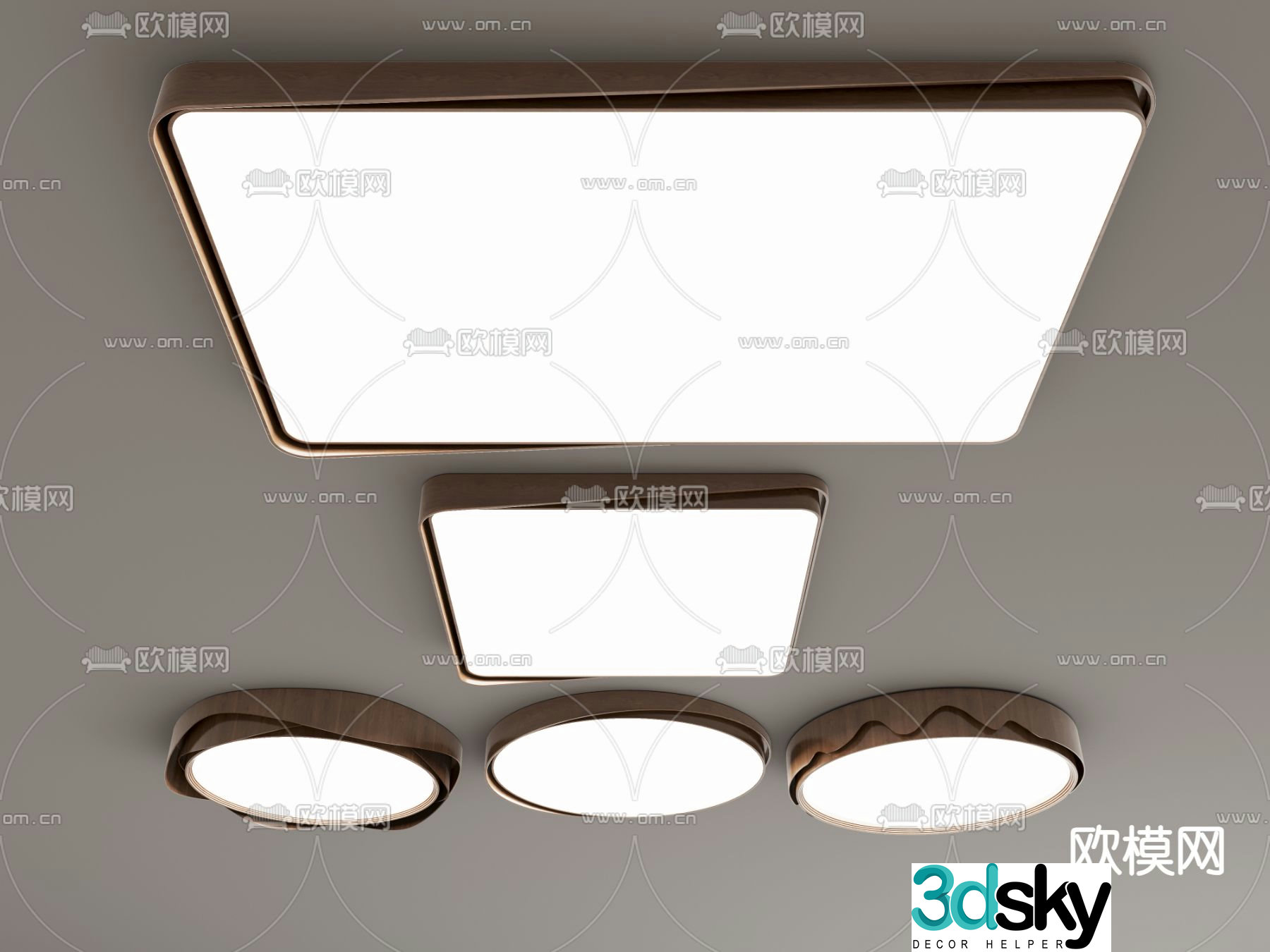 Square ceiling lamp living room lamp 3d model
