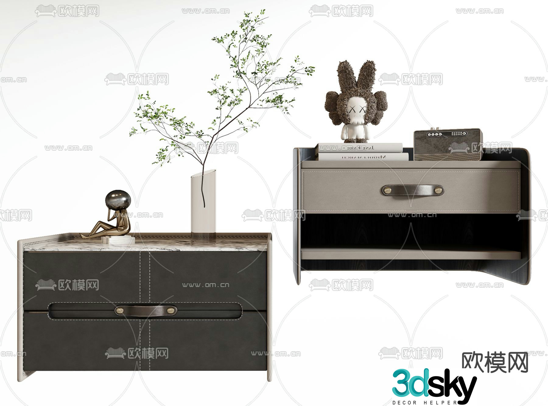 Leather bedside table 3d model