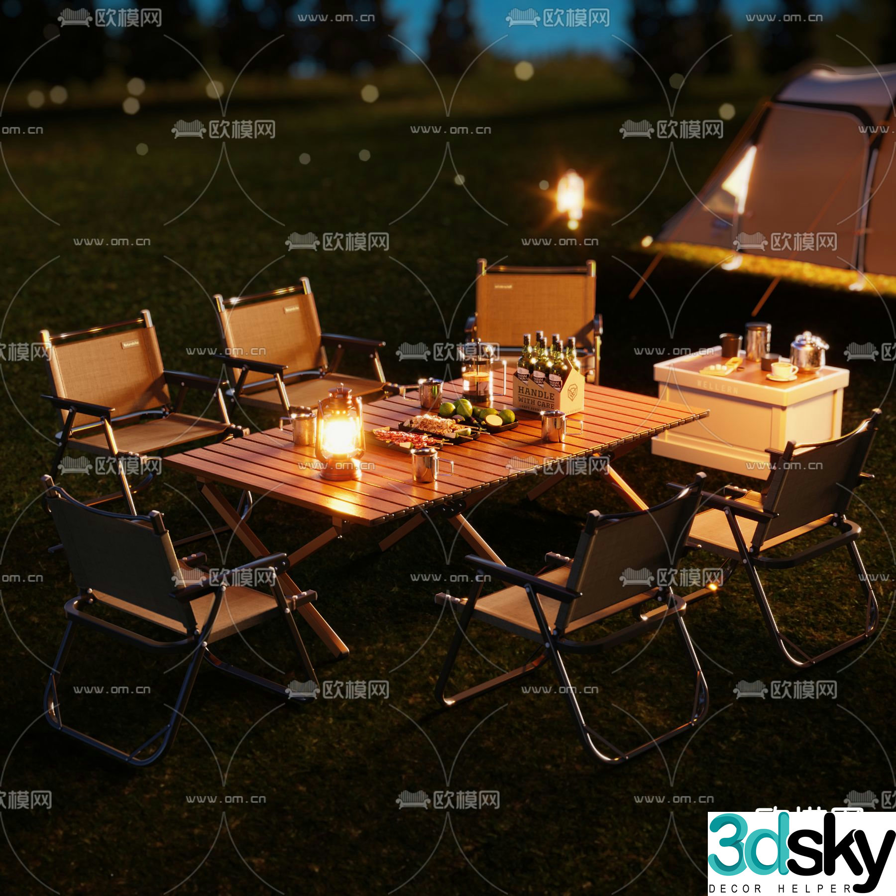 Outdoor tables and chairs camping tables and chairs 3d model