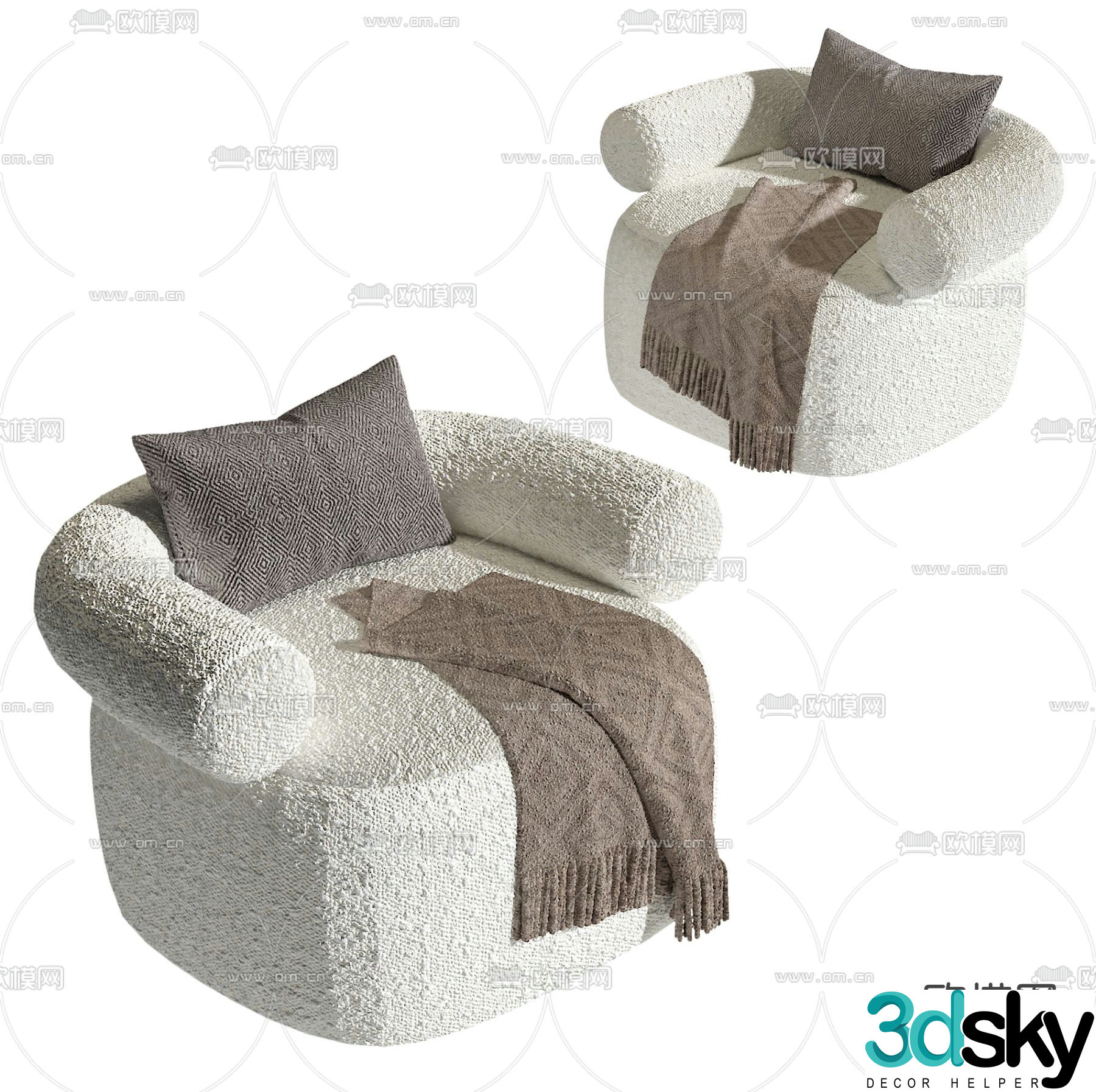 Wabi-sabi sofa single sofa 3d model