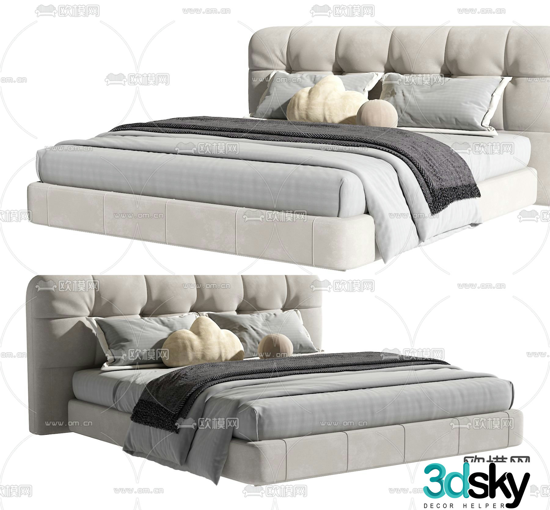Modern double bed 3d model