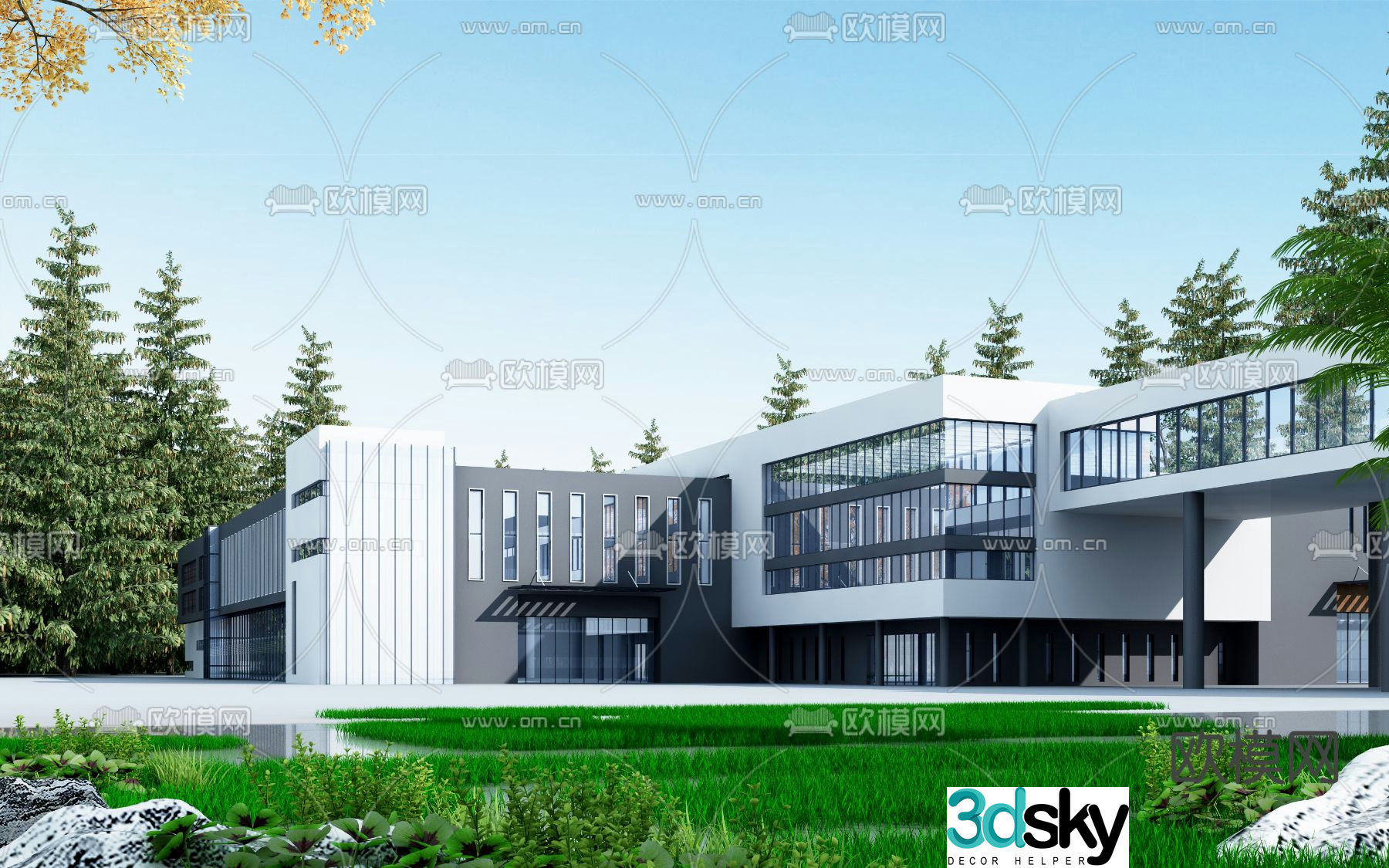 Office building exterior 3d model