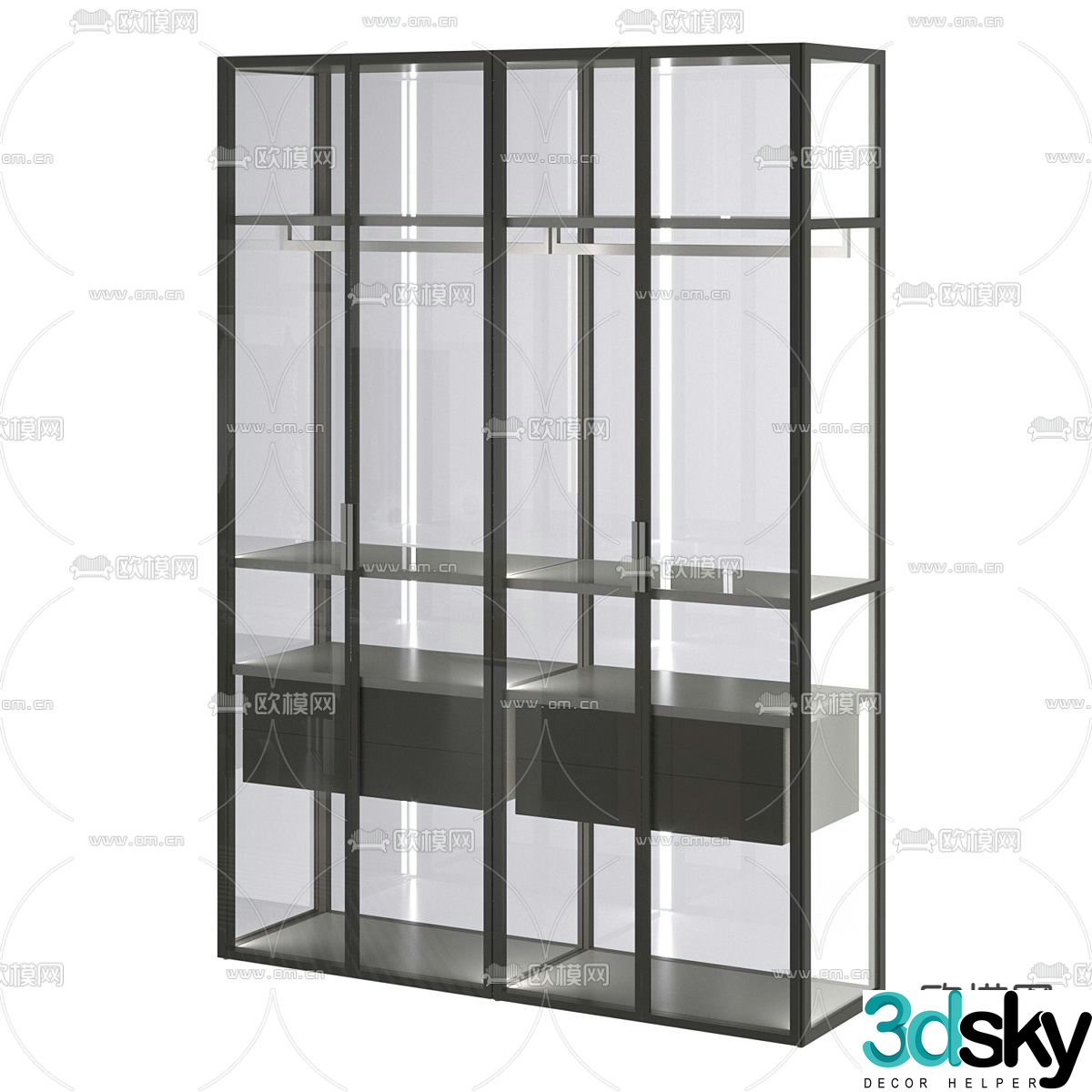 palo alto modern decorative cabinet figure cabinet display cabinet 3d model