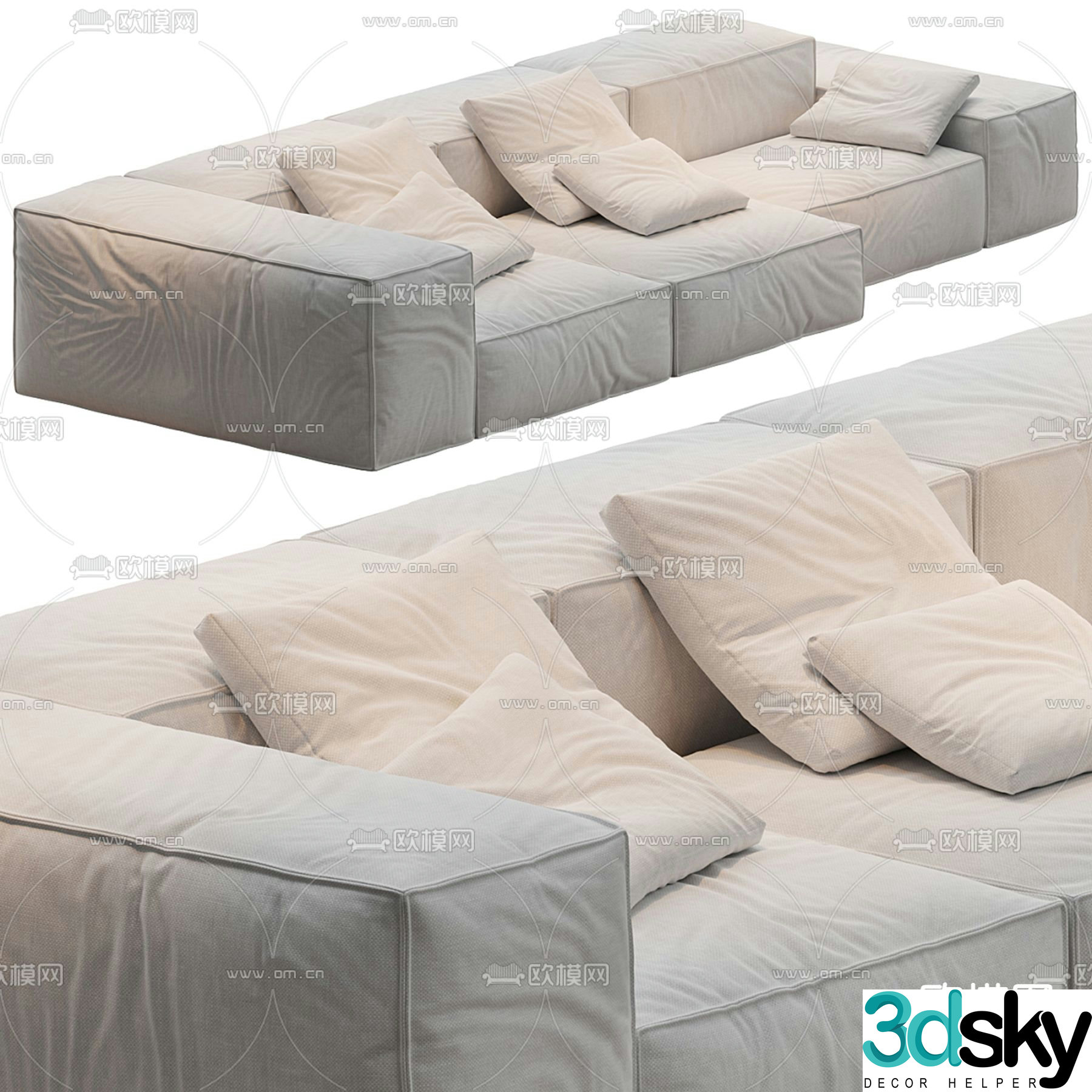 Living Divani modern leather sofa 3d model