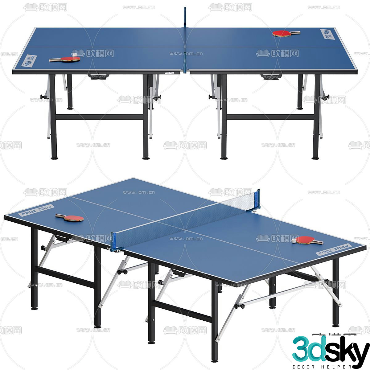 Table tennis table sports equipment 3d model