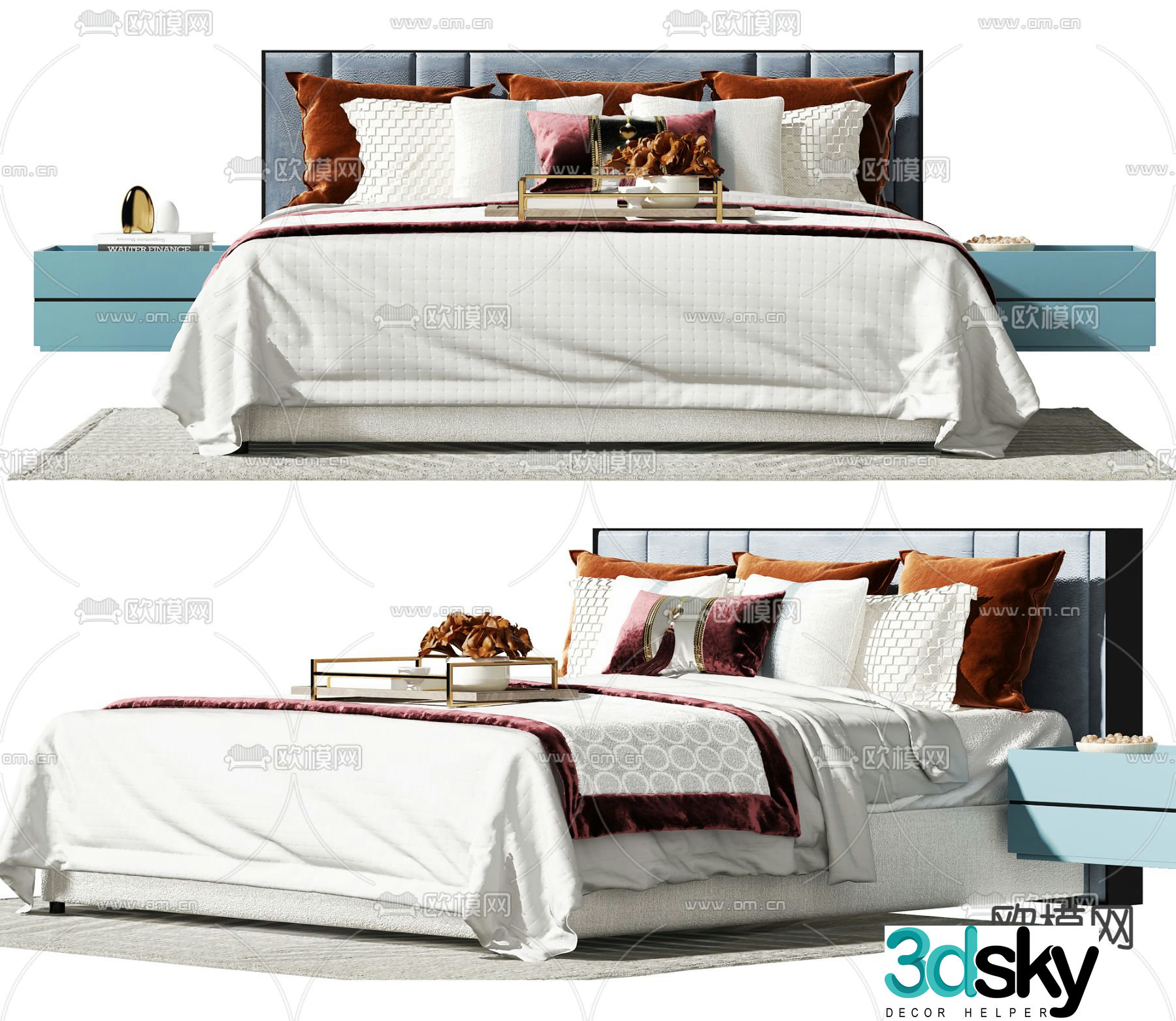 Modern double bed 3d model