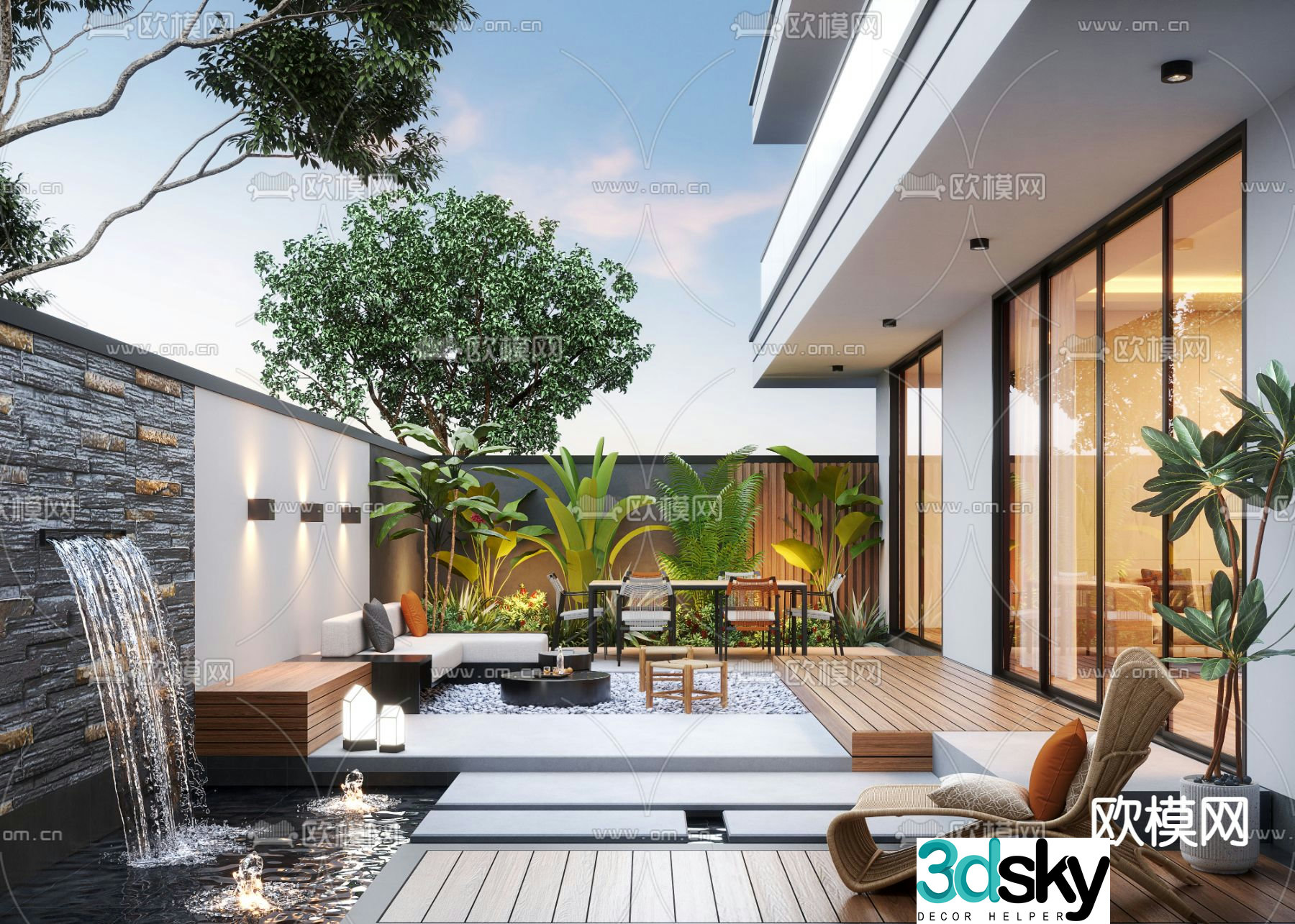 Modern courtyard landscape 3d model
