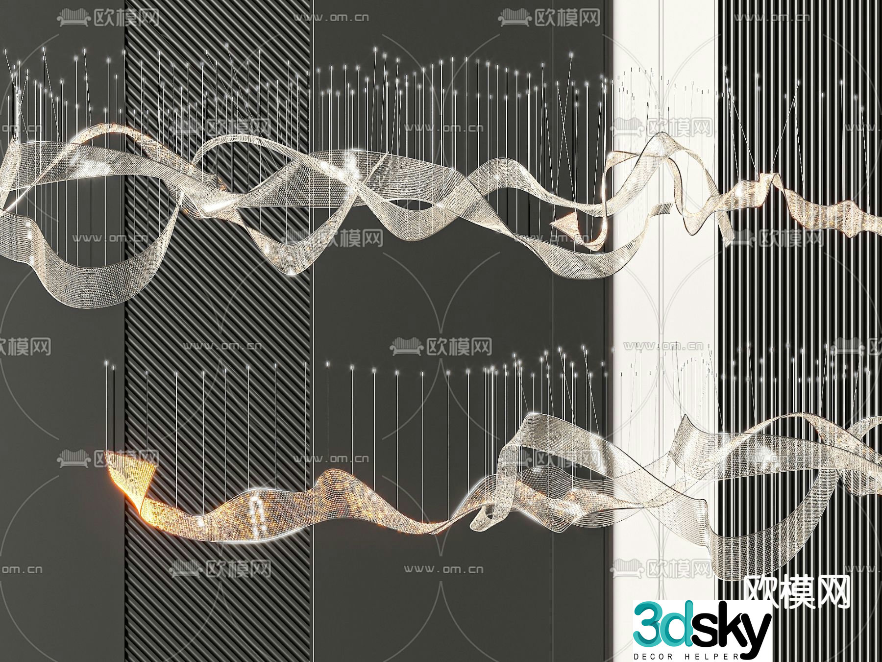 Light luxury decorative lamp streamer lamp 3d model