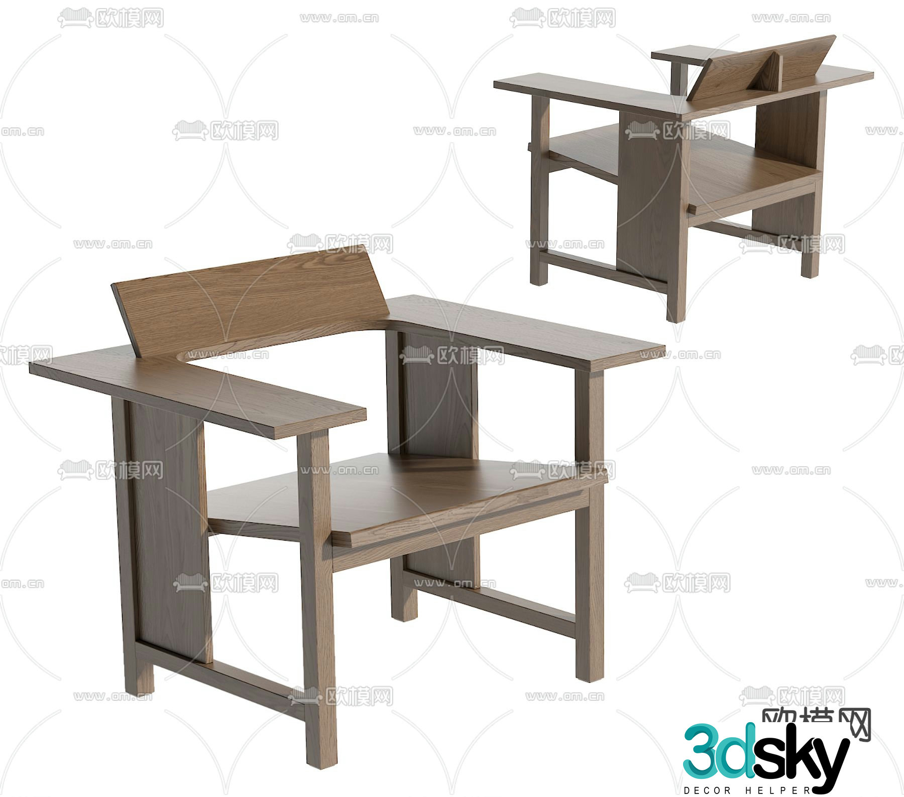 Wabi-sabi style leisure chair 3d model