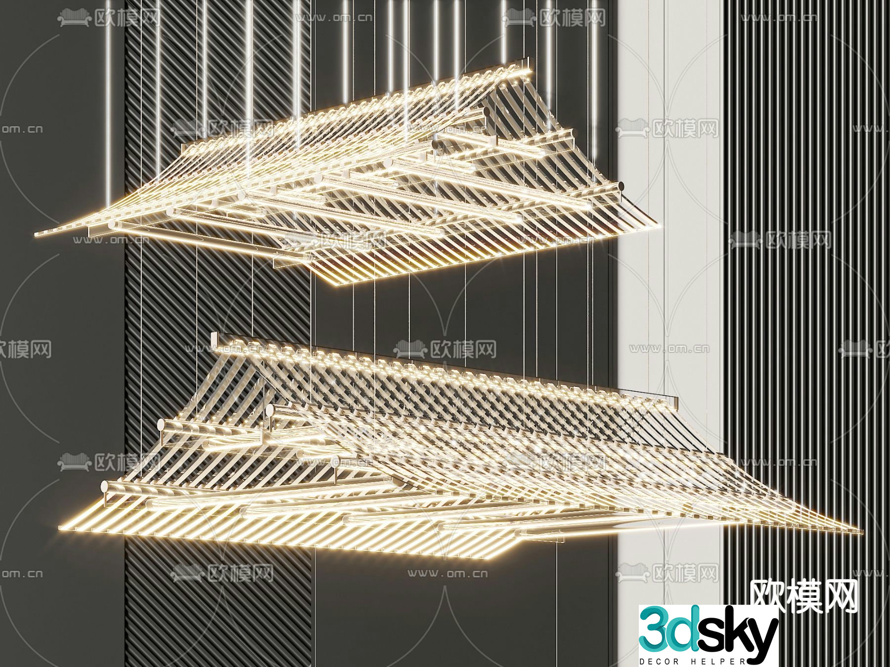 Light luxury chandeliers crystal lamp 3d model