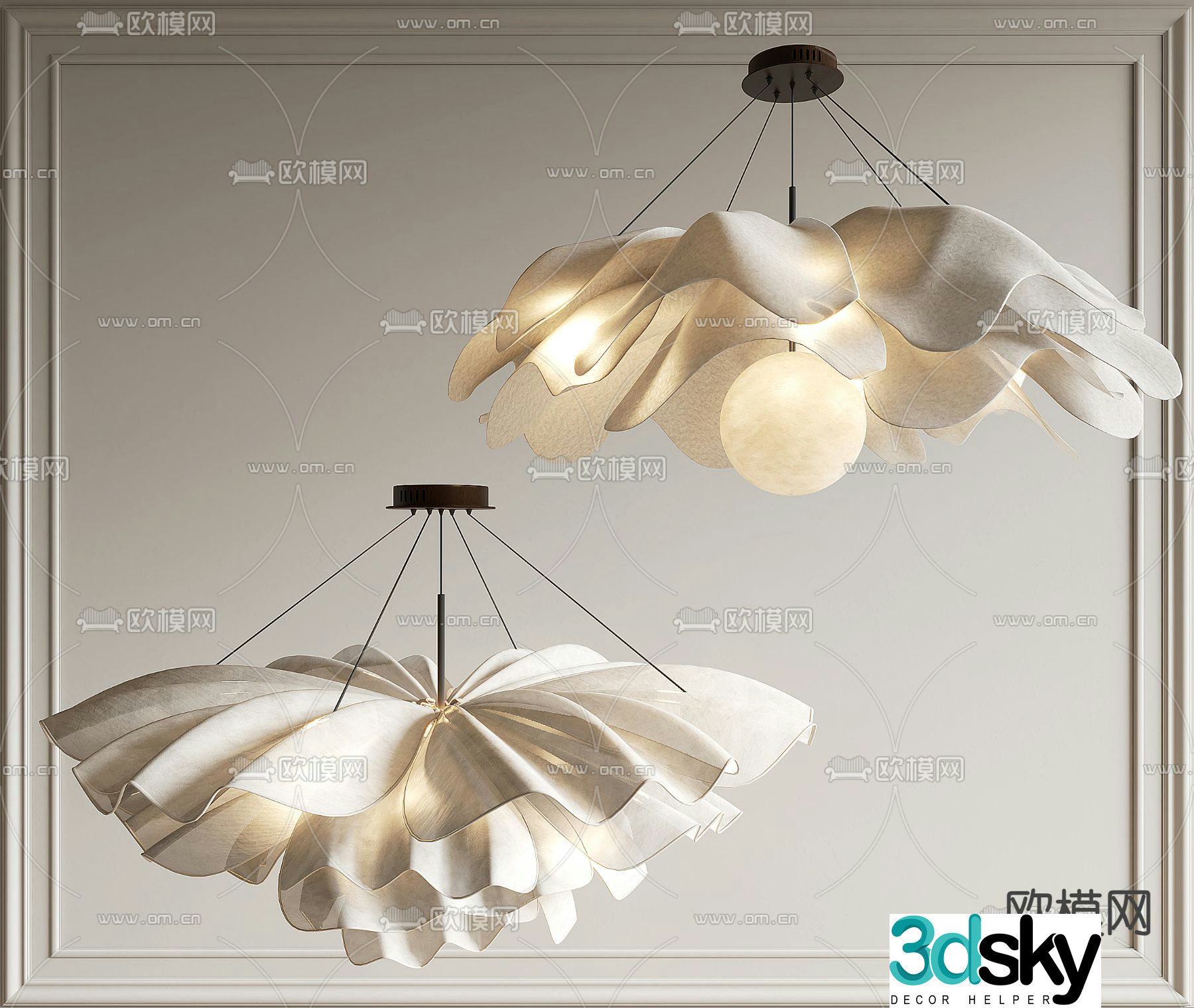 Wabi-sabi style chandelier 3d model