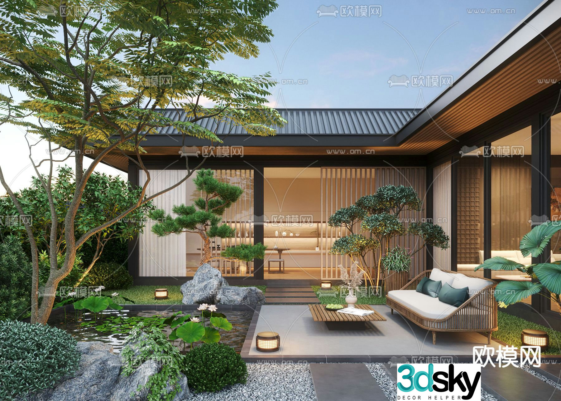 Courtyard landscape villa garden 3d model