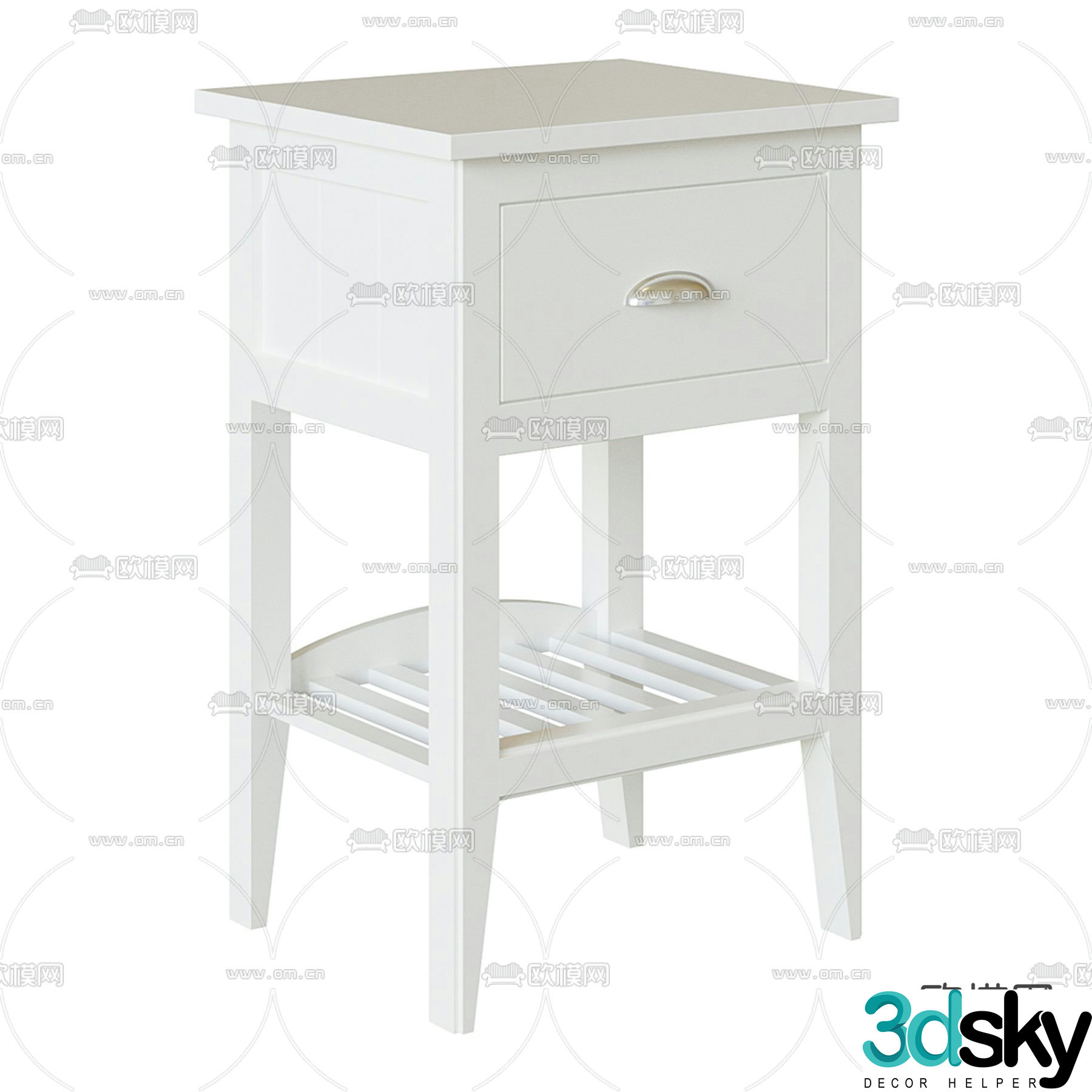 Nantes cream style bedside table 3d model