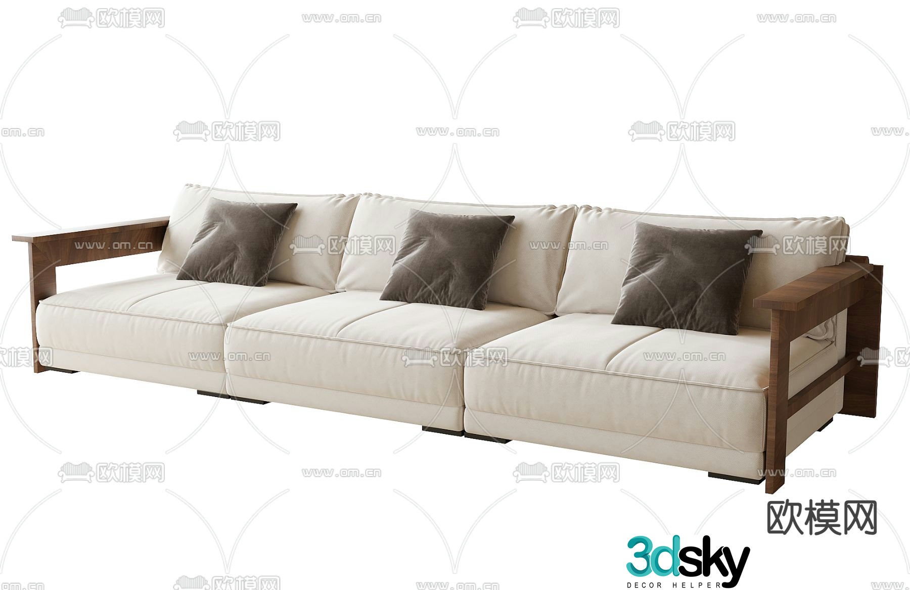 New Chinese three-person sofa 3D model