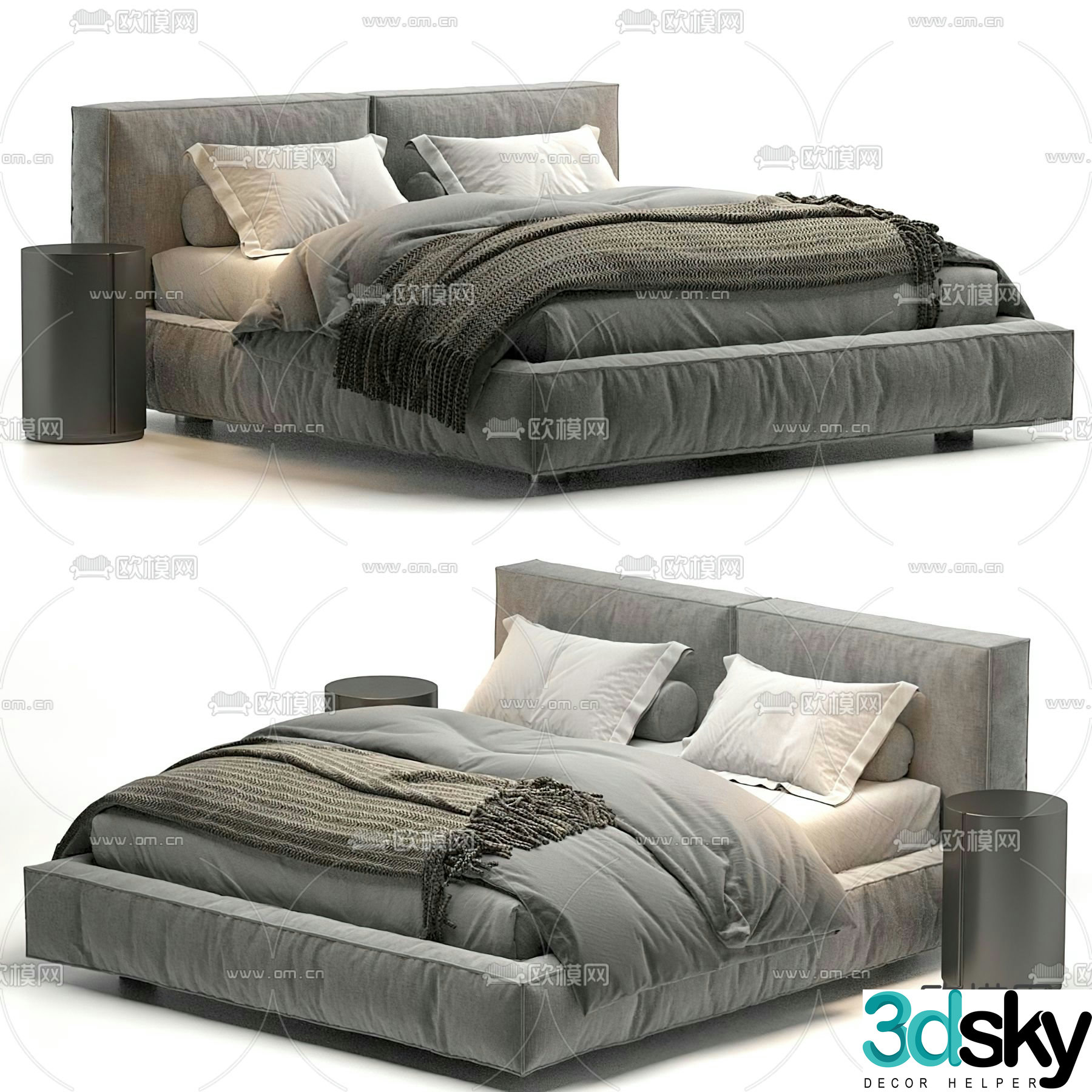Flou double bed 3d model