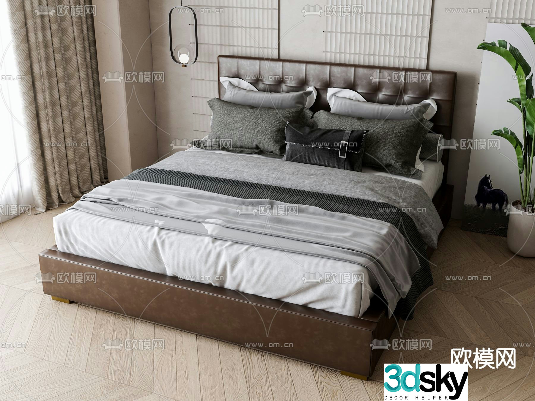 Modern double bed 3d model