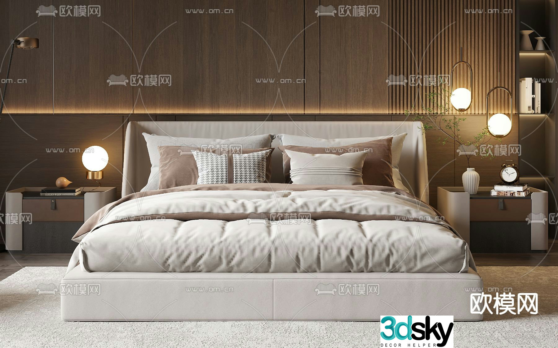 Modern double bed 3d model