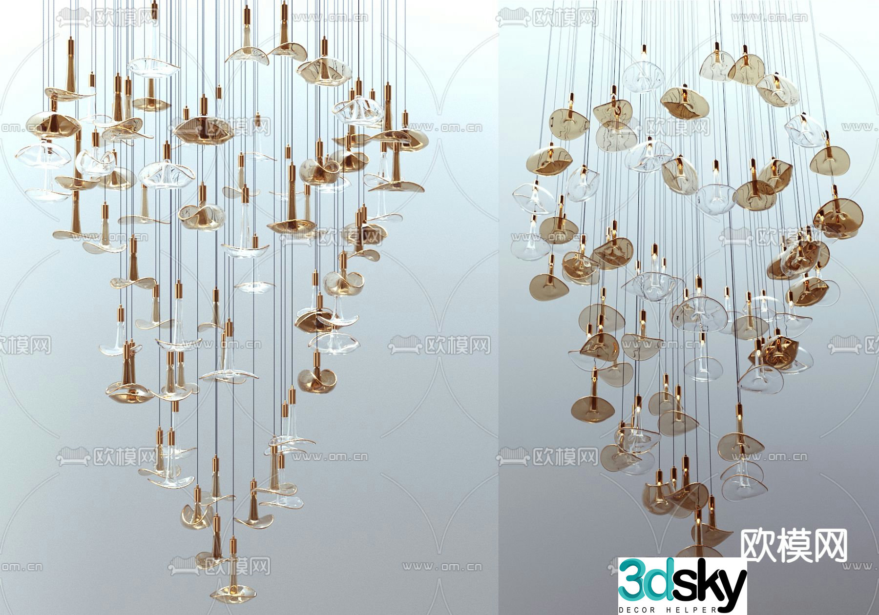 Crystal lamp art chandelier lobby lamp 3d model