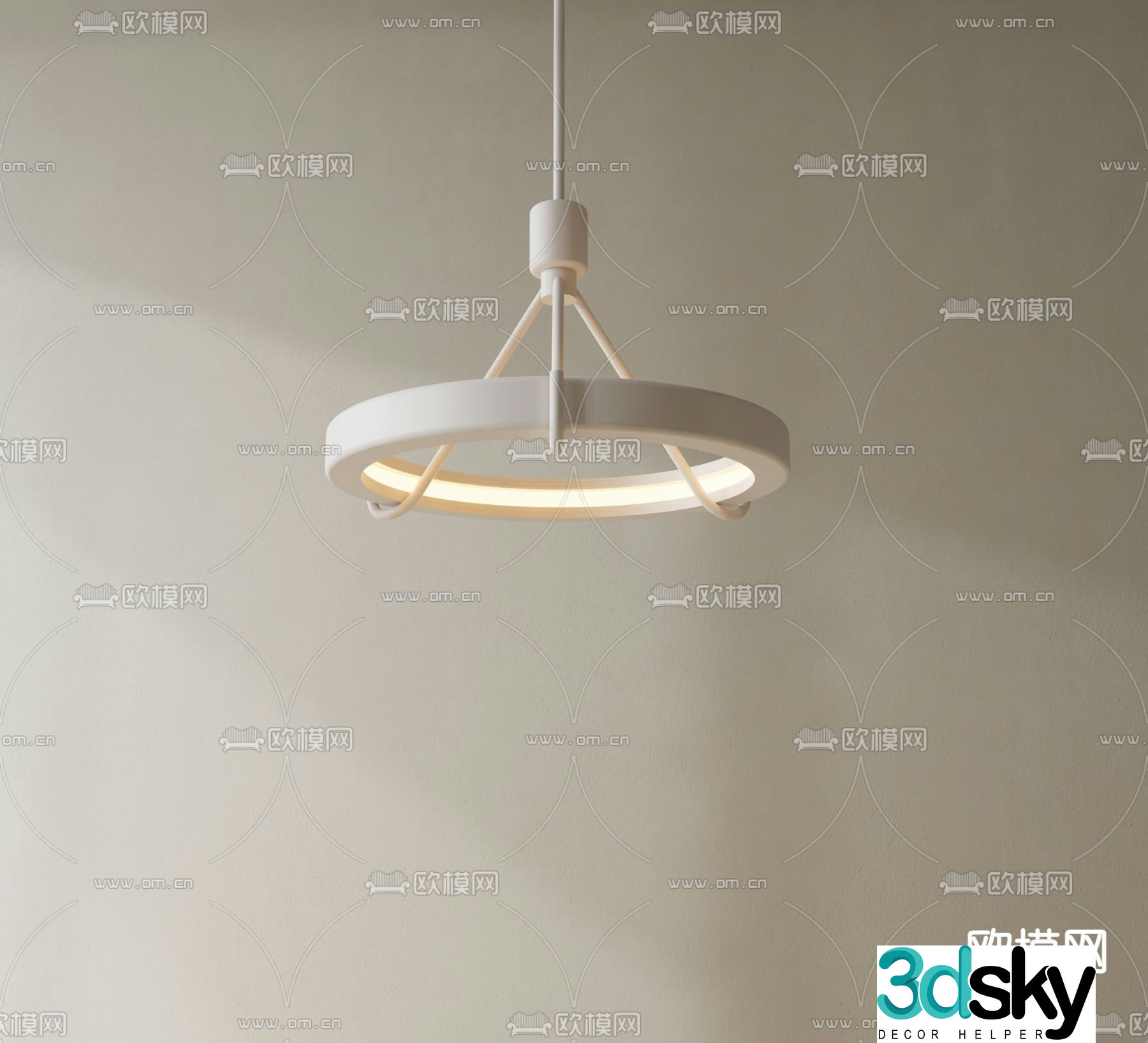 Restaurant ring chandeliers 3d model