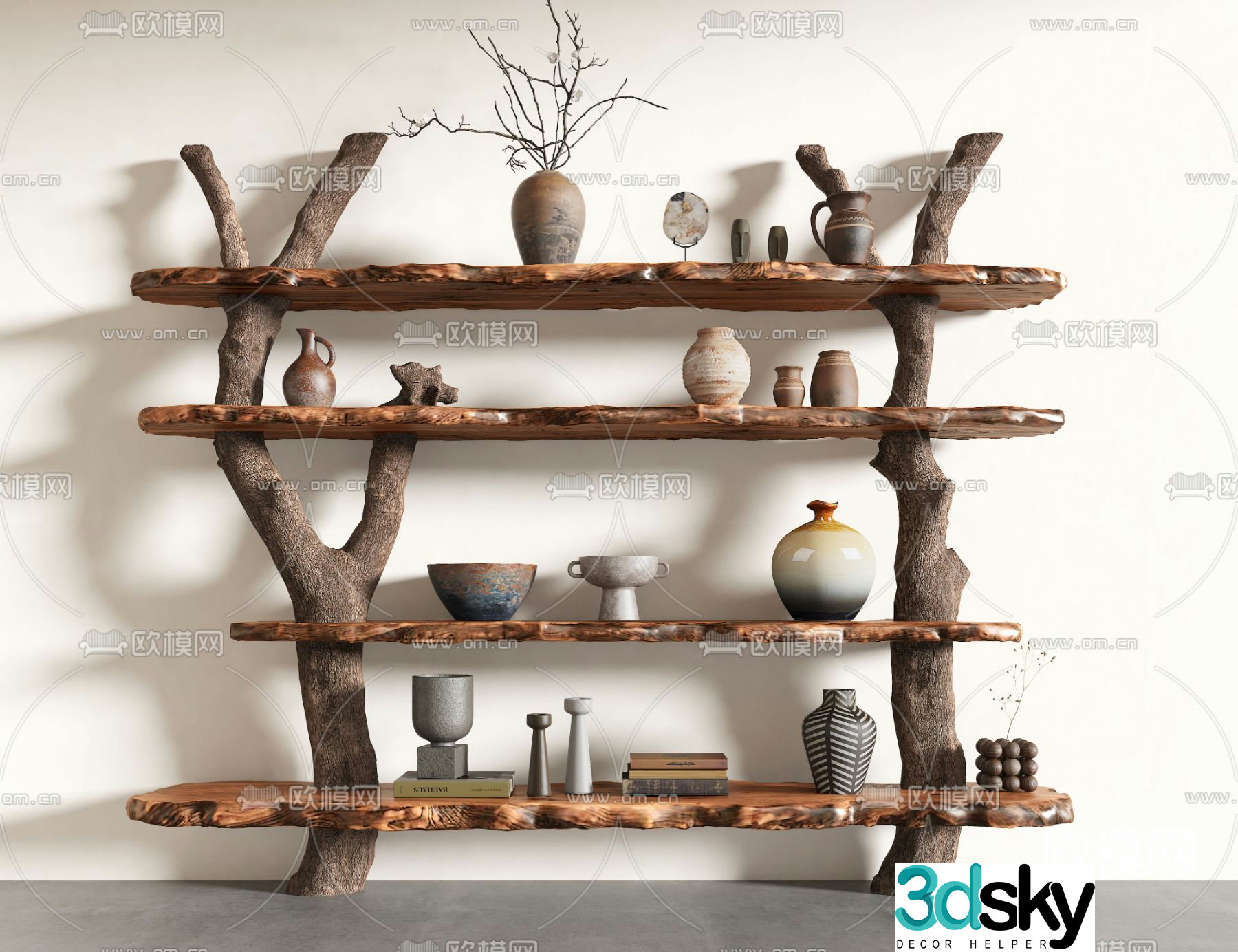 Wabi-sabi style decorative rack storage rack 3d model