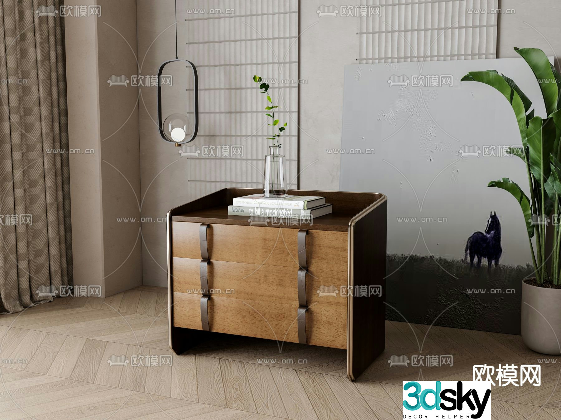wabi-sabi bedside table 3d model