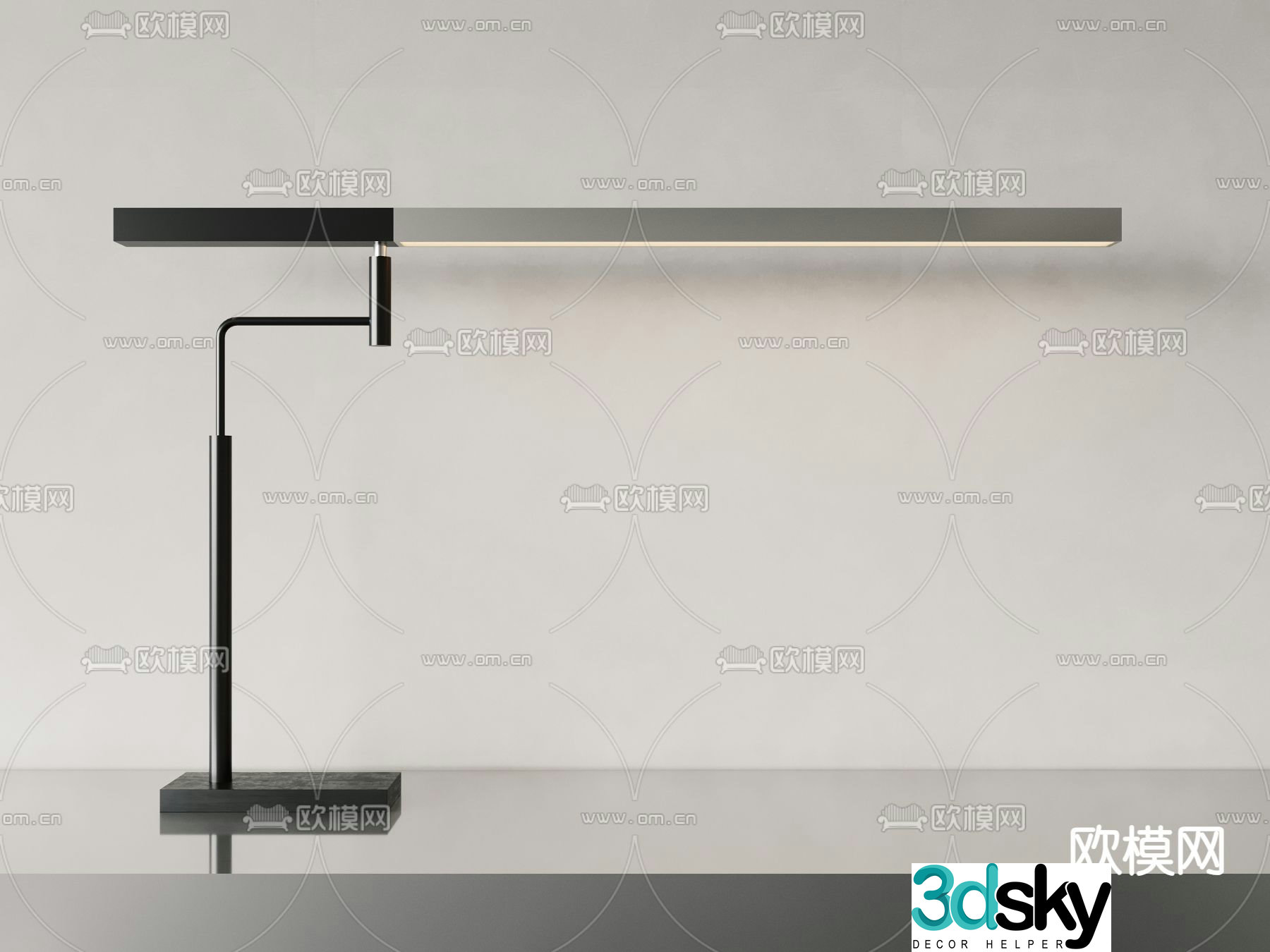 Black bar table lamp 3d model