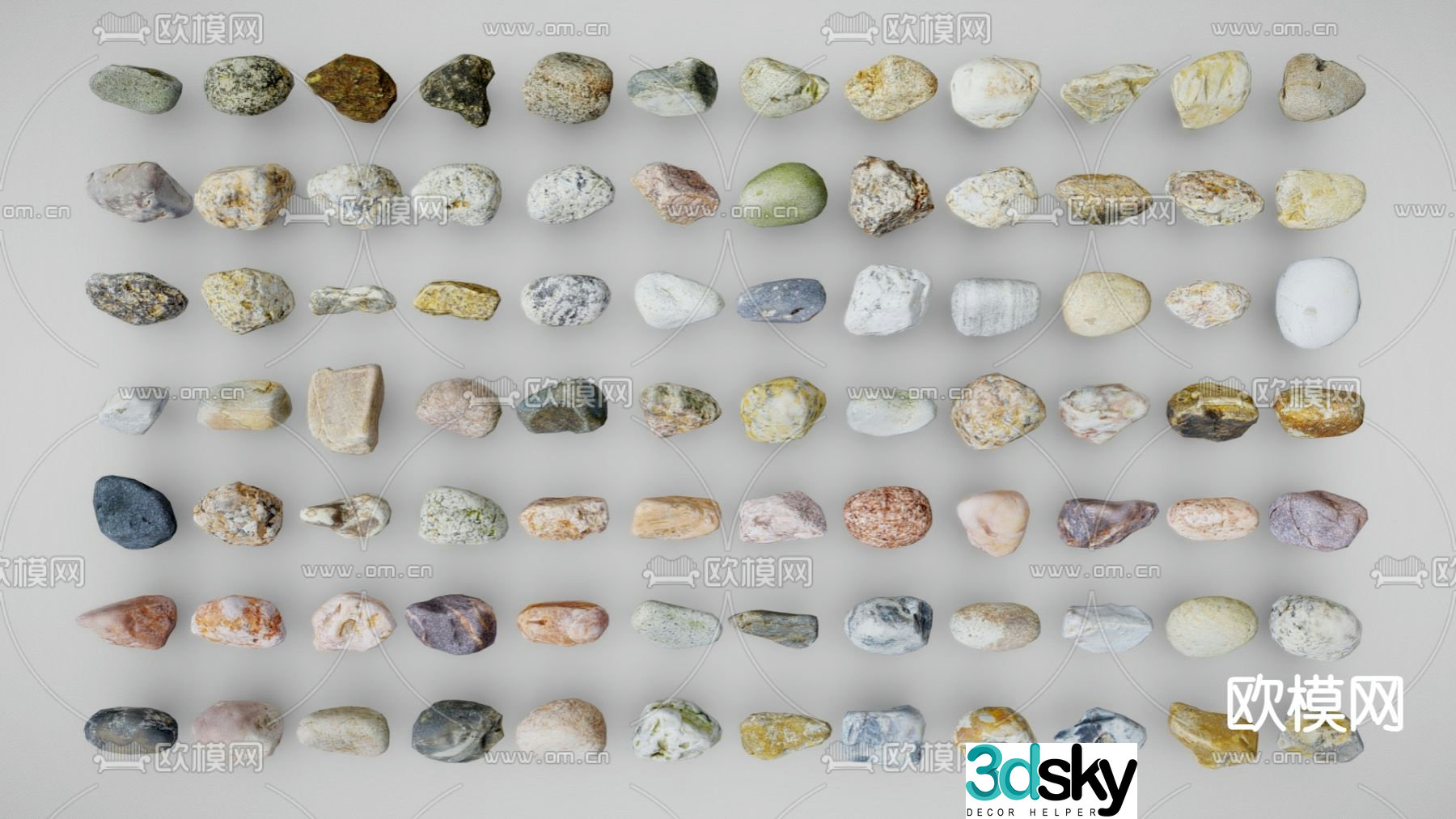 Landscape Stone Pebbles Wenwan Stone 3D Model