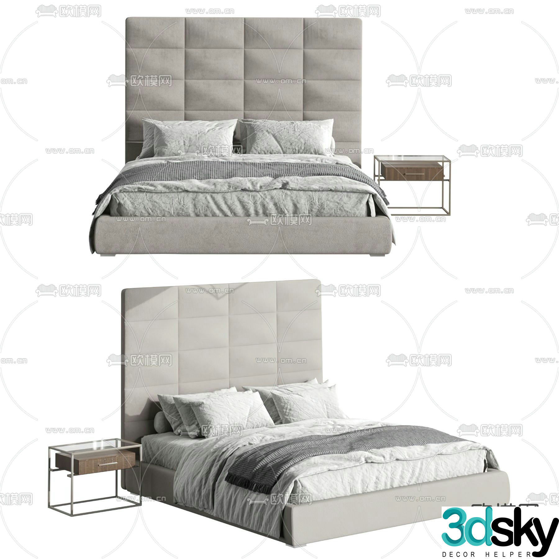 Modern double bed 3d model