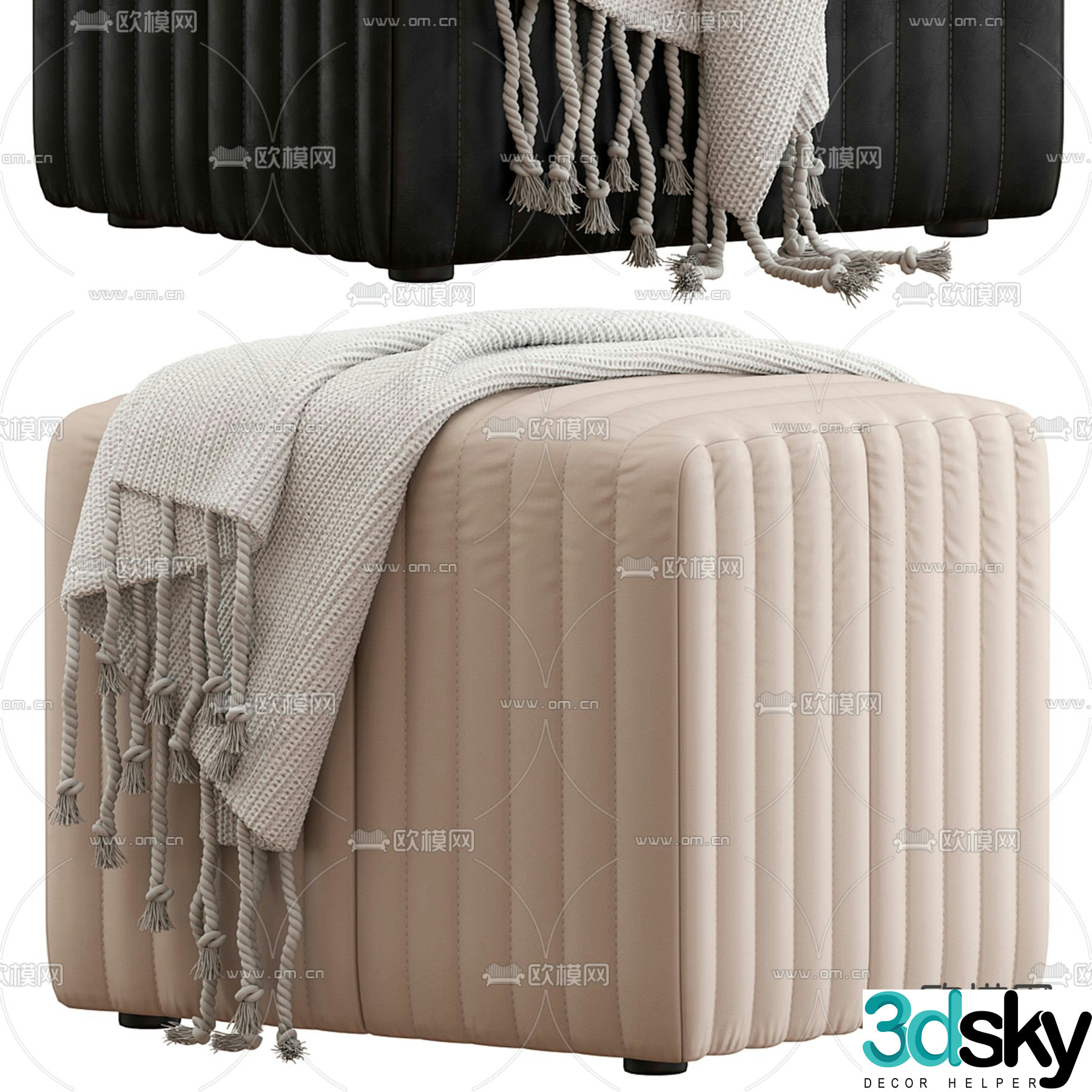 Footrest bed end stool 3d model