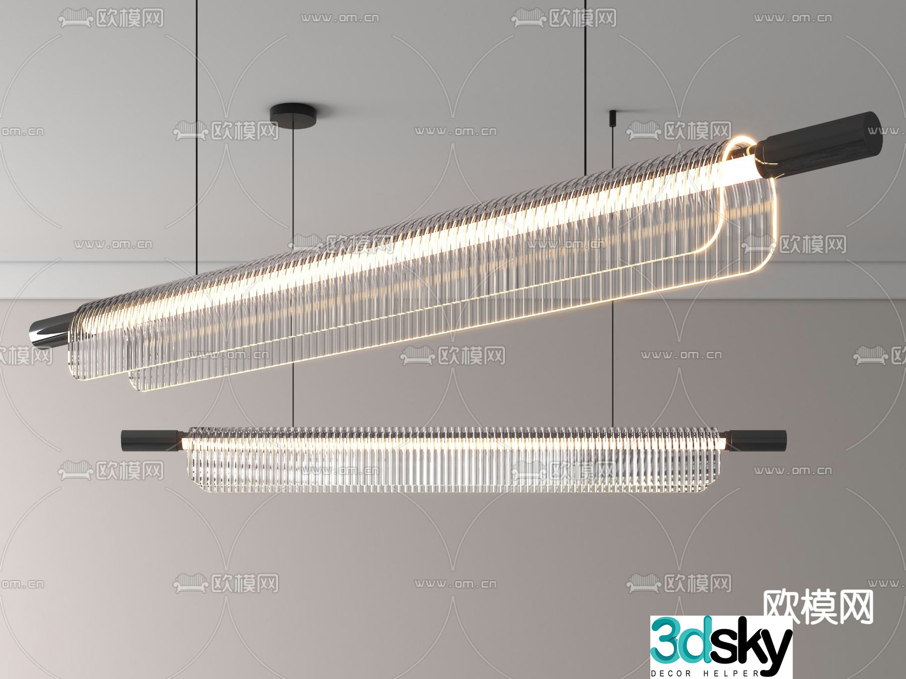 Glass chandelier restaurant chandelier 3d model