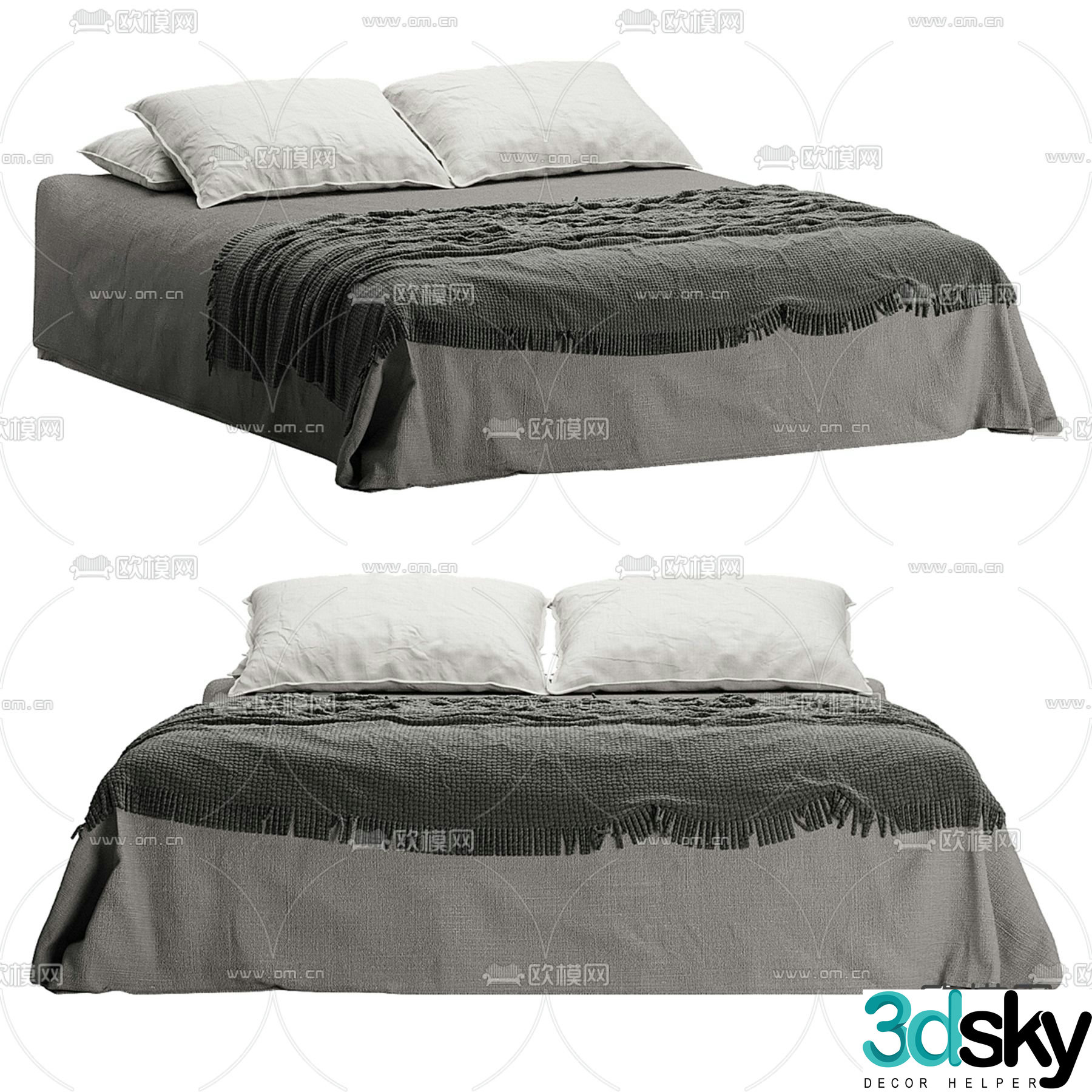 Modern fabric double bed 3d model