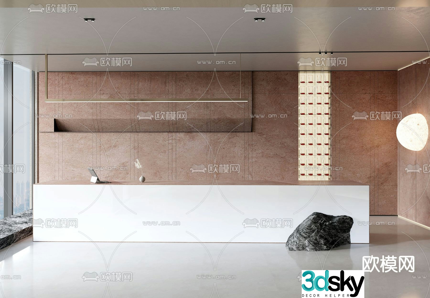 Marble front desk reception desk 3d model