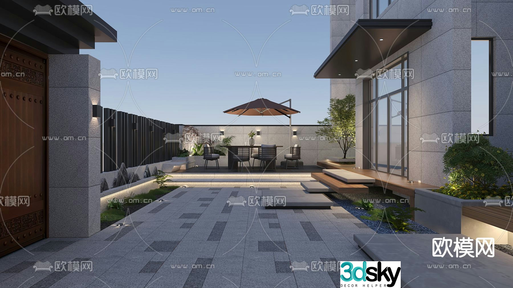 Villa courtyard residential courtyard 3d model