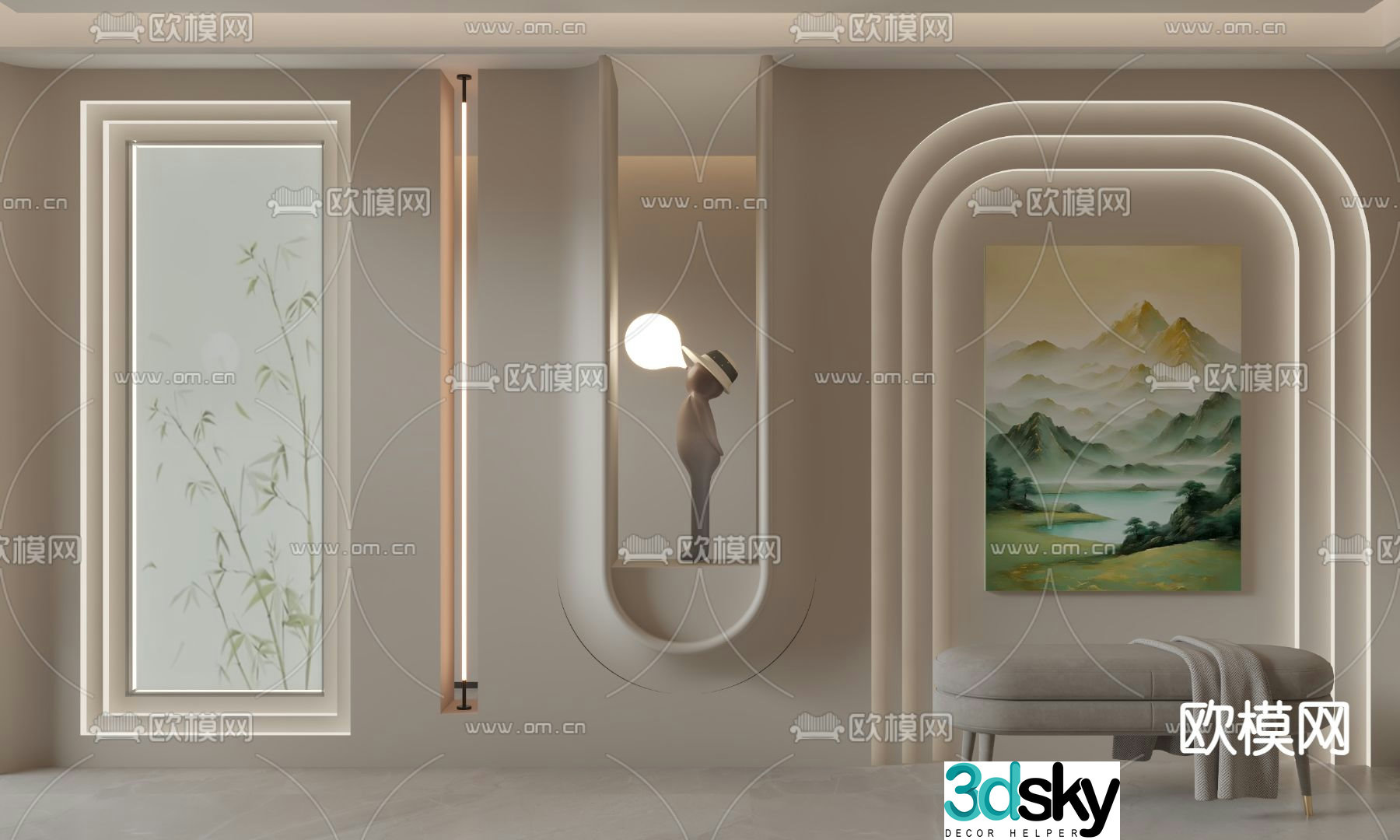 Modern background wall 3d model