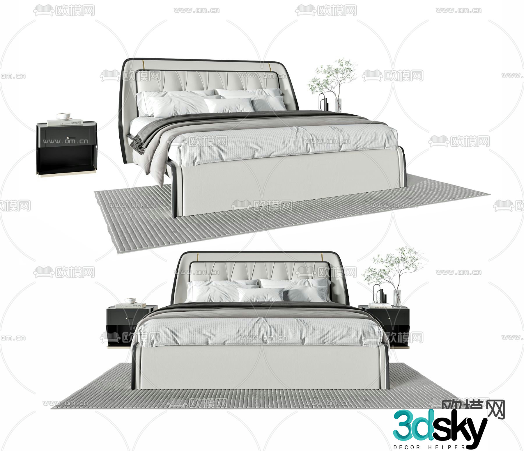 Modern double bed 3d model