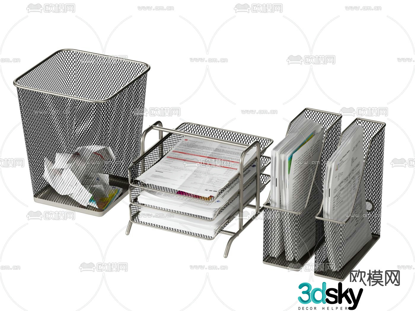Document storage box wastebasket 3d model