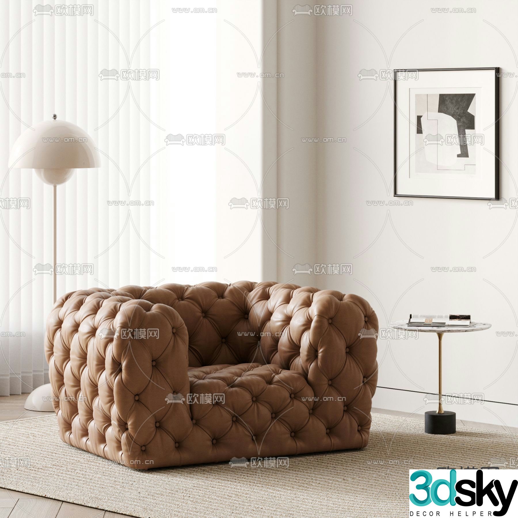 baxter modern single sofa 3d model