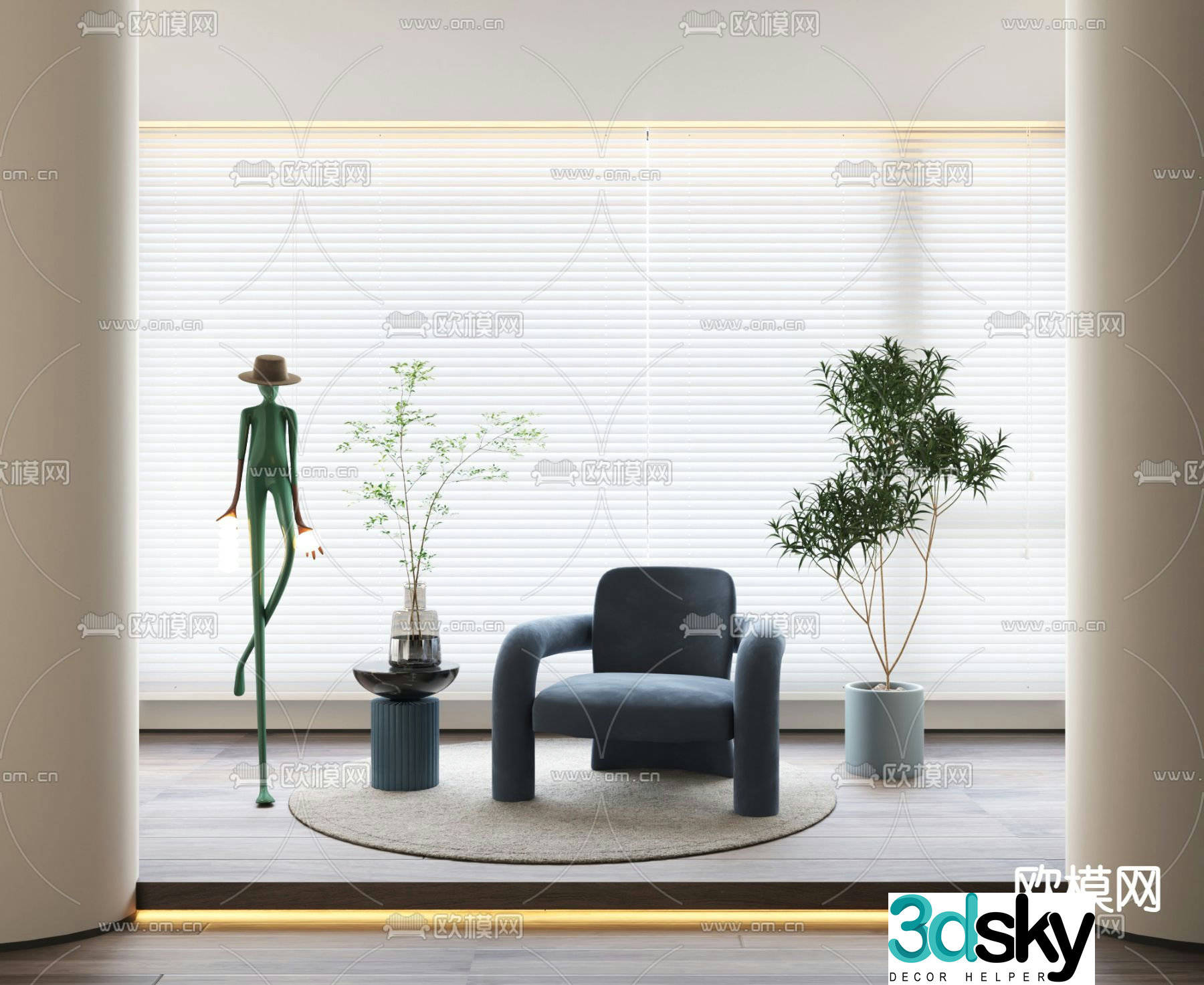 Leisure sofa side table 3d model