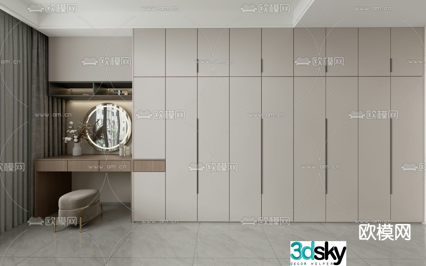 Simple integrated wardrobe 3D model