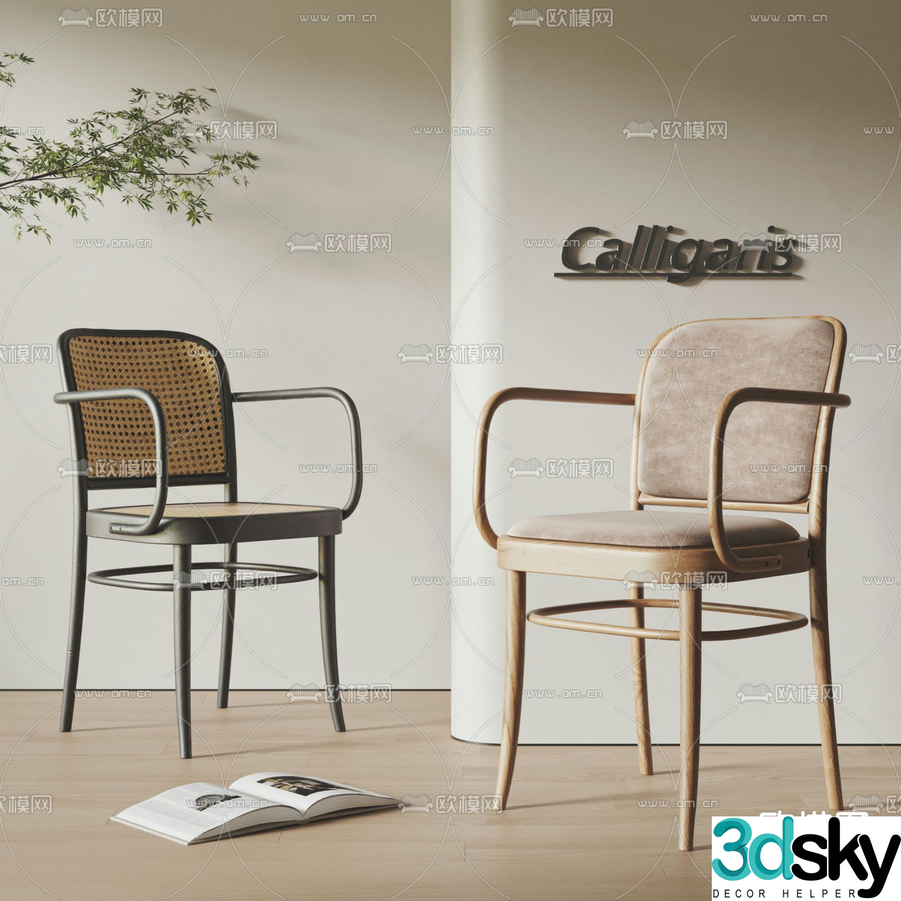 Medieval style chair dining chair 3d model