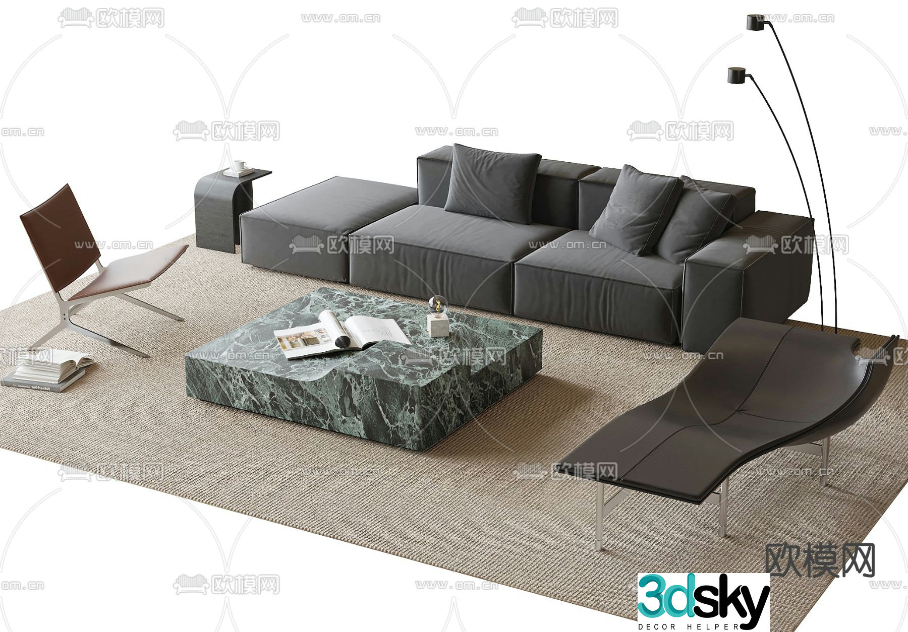 Modern sofa coffee table 3d model