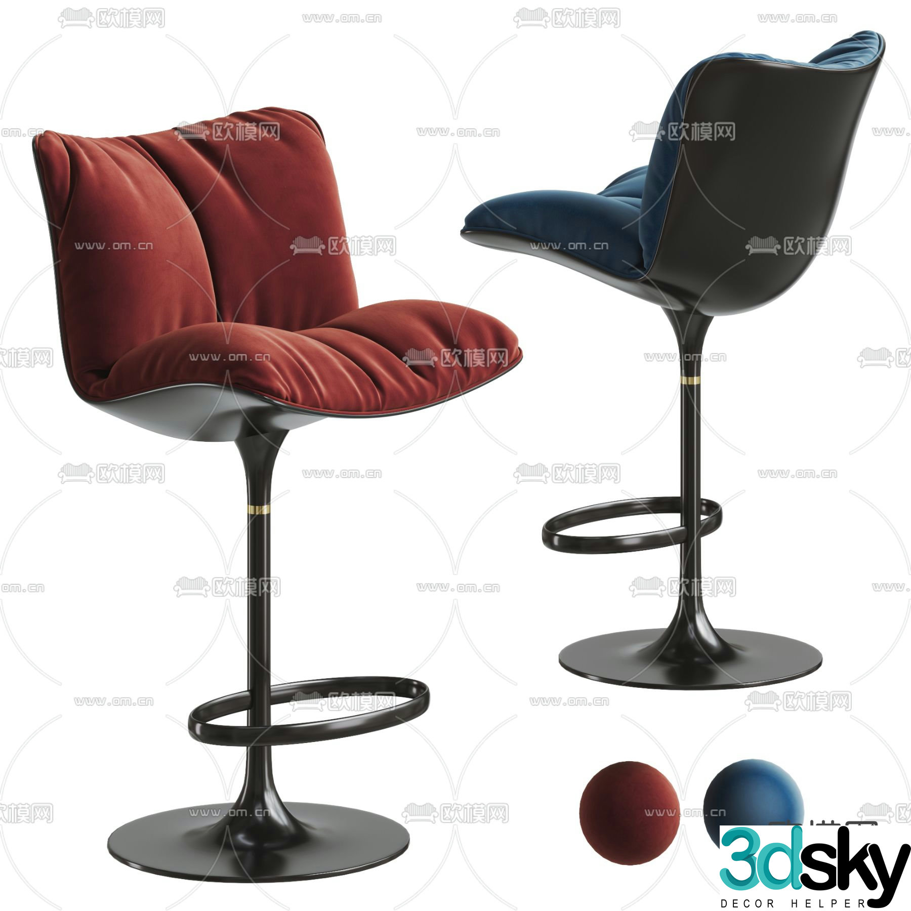 baxter modern bar chair 3d model