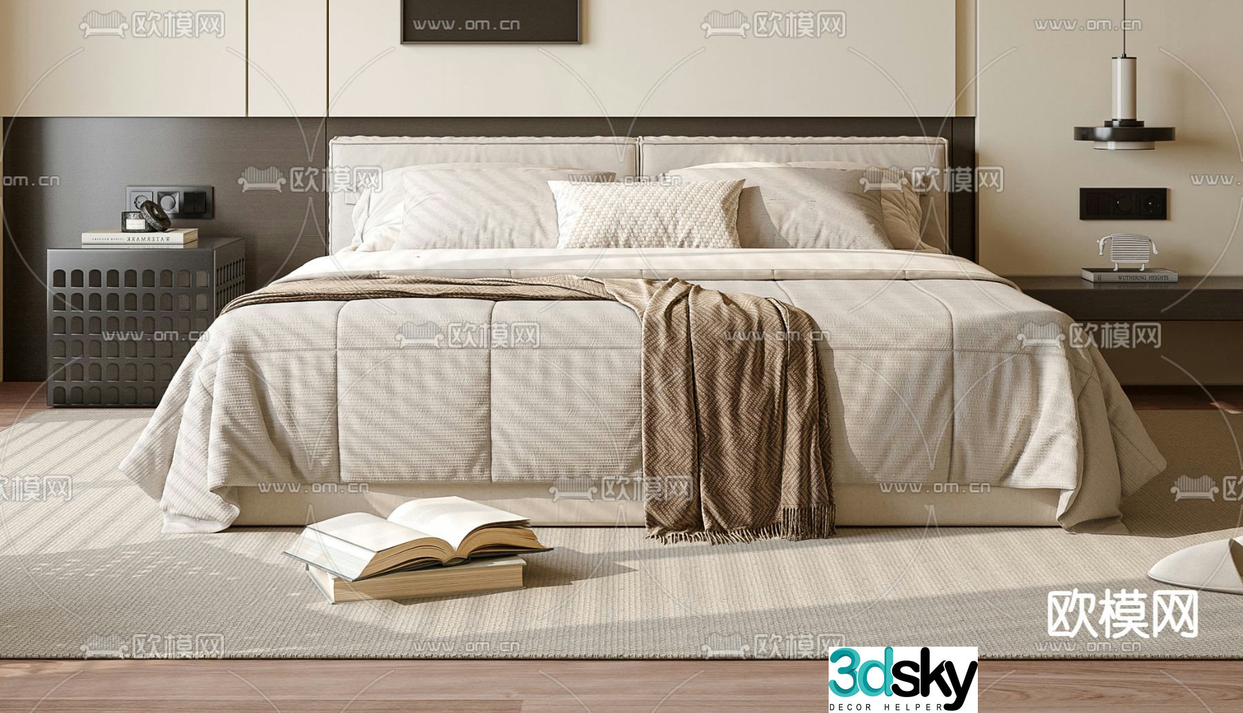 Modern double bed 3d model