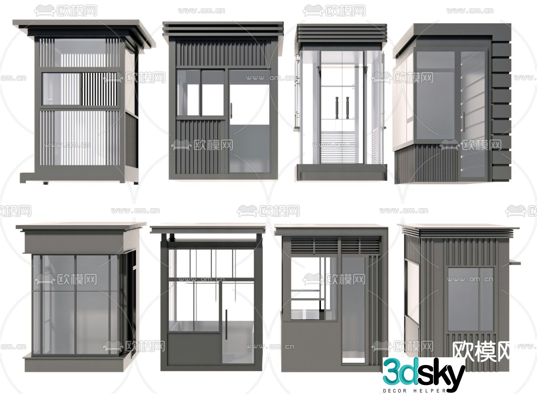 Modern sentry box, guard room, security room 3D model