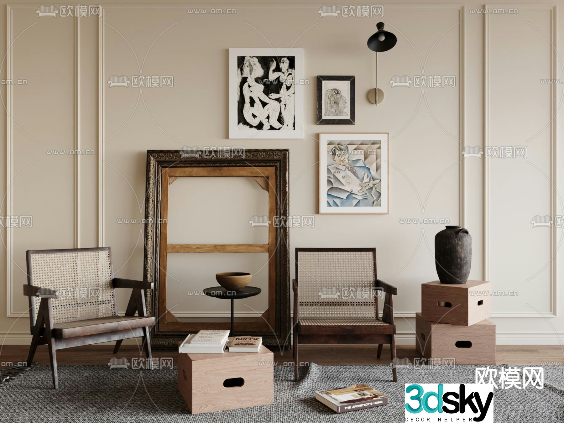 Wabi-sabi chair leisure chair 3d model