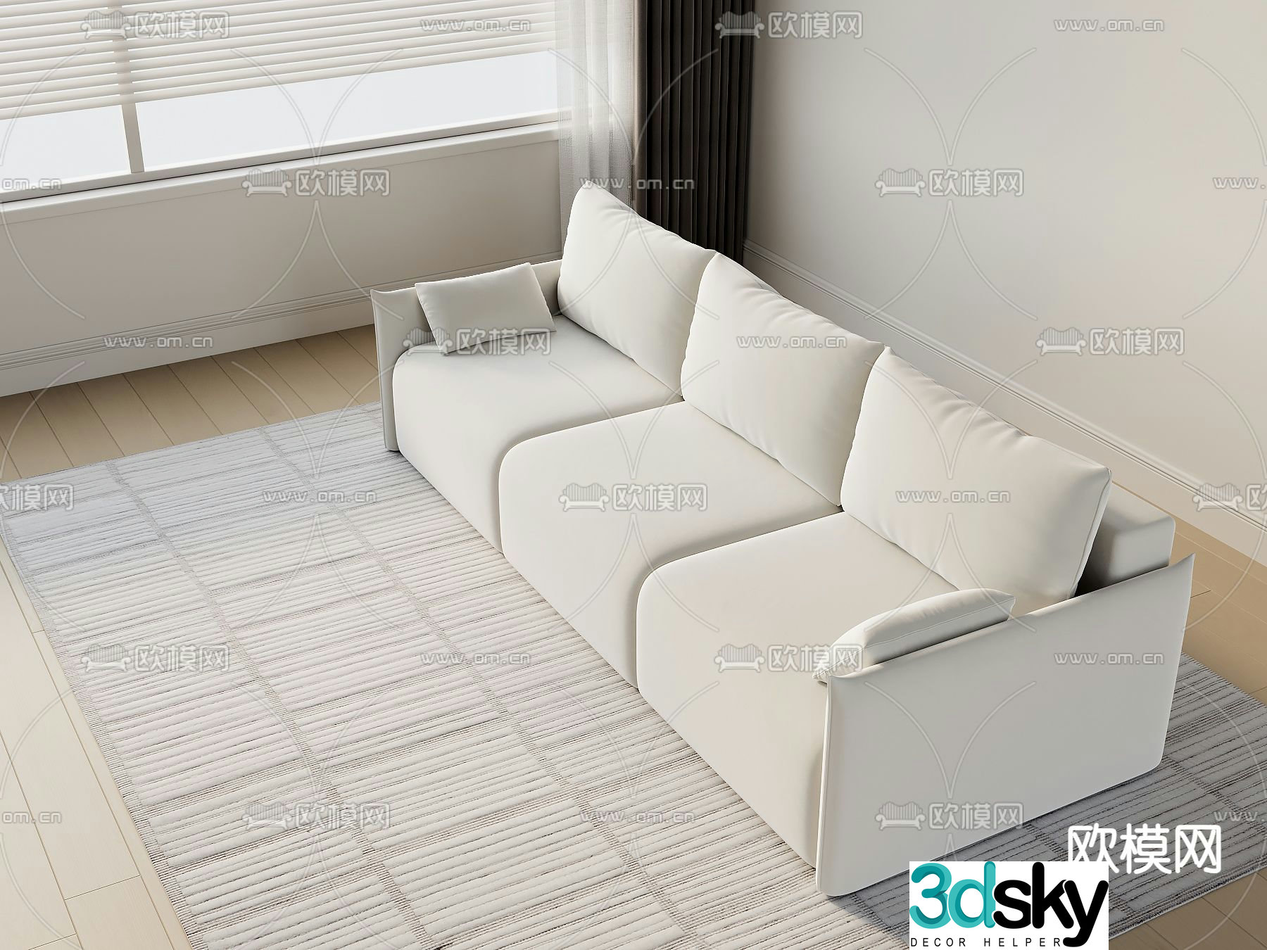 Modern multi-seater sofa 3d model